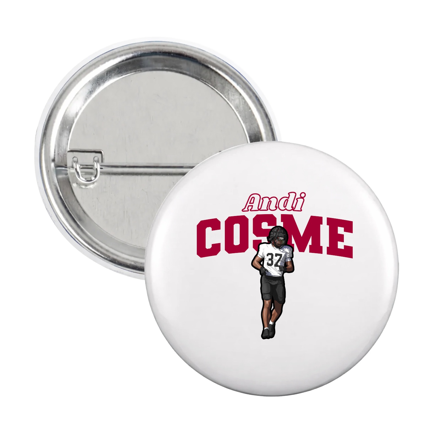 Game Day Button — Name Arch in White