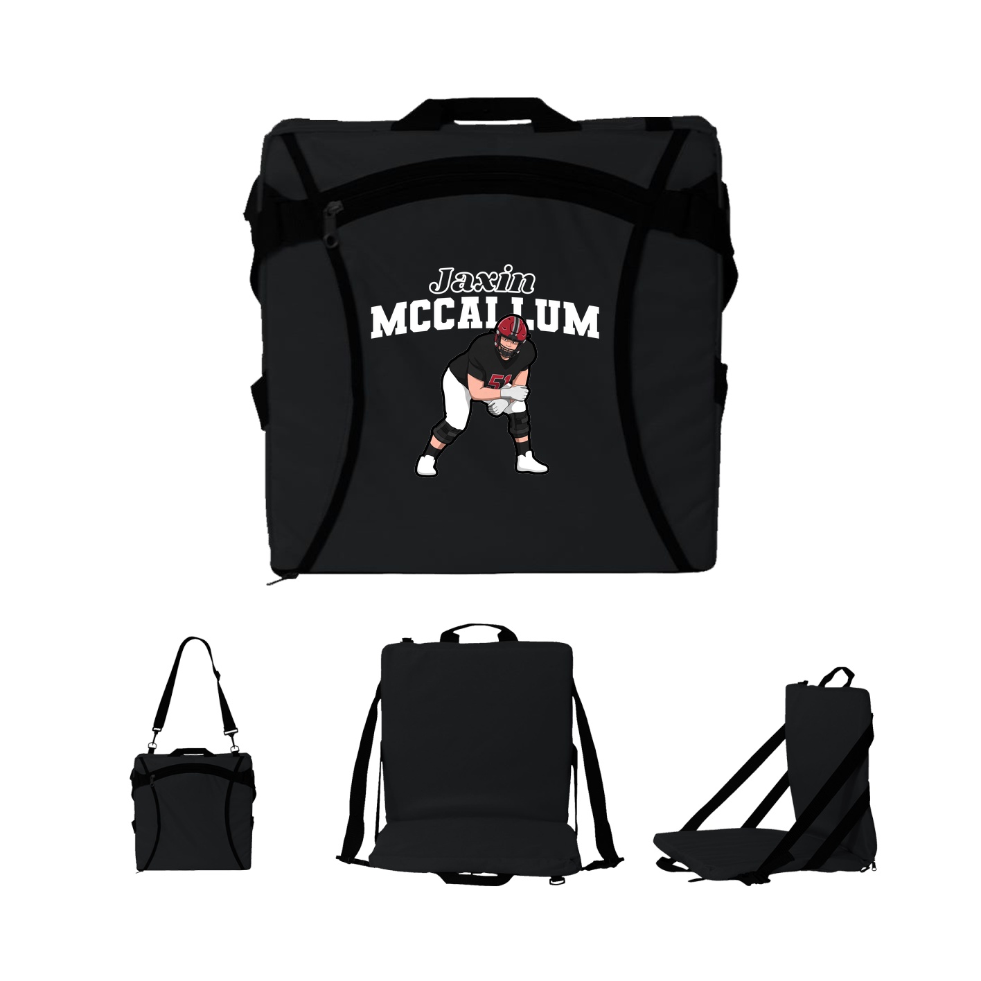 Folding Stadium Seat — Name Arch in Black