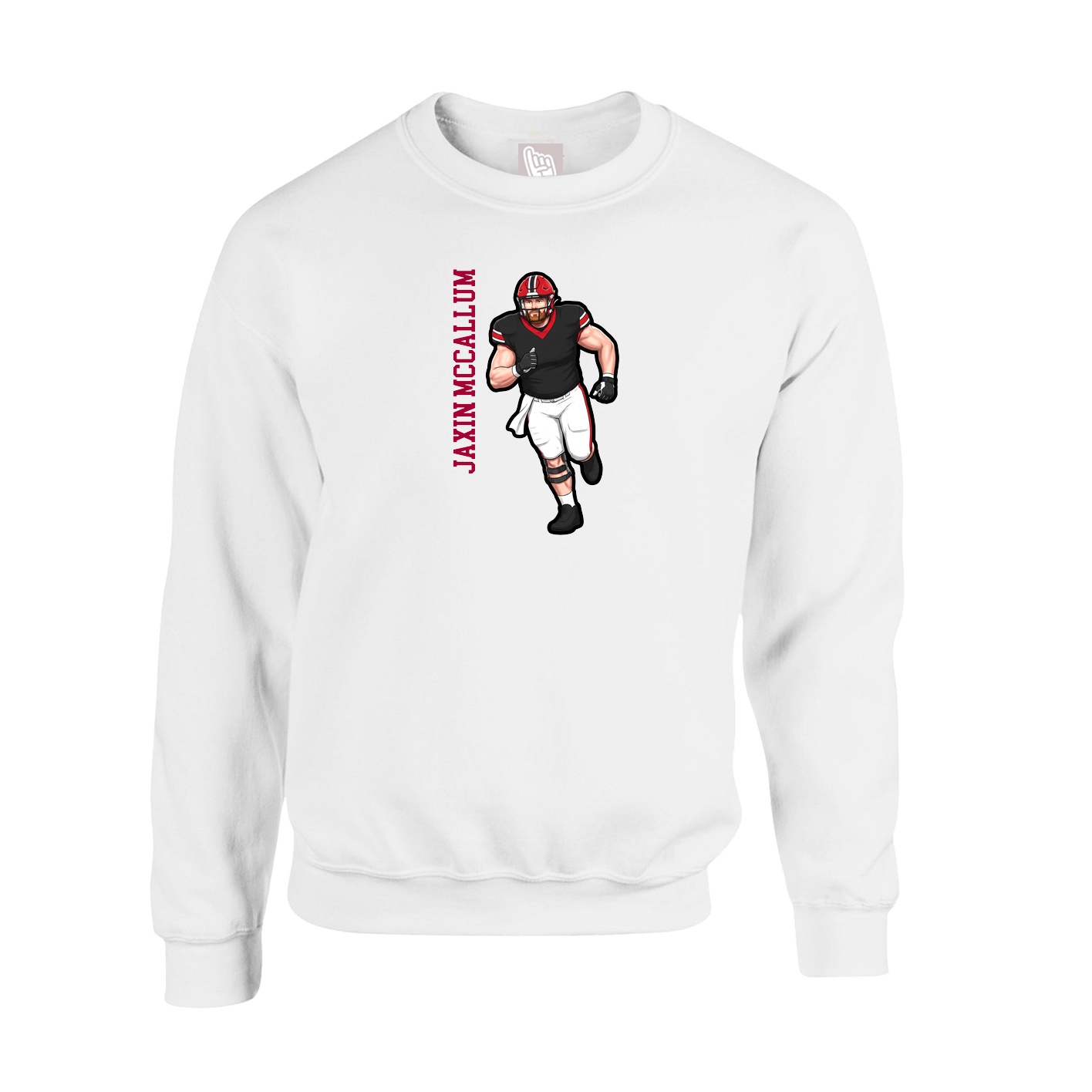 Fleece Crew — Name Vertical in White
