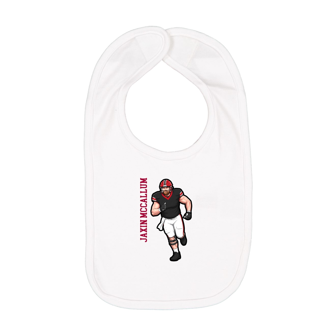 Infant Bib — Name Vertical in White