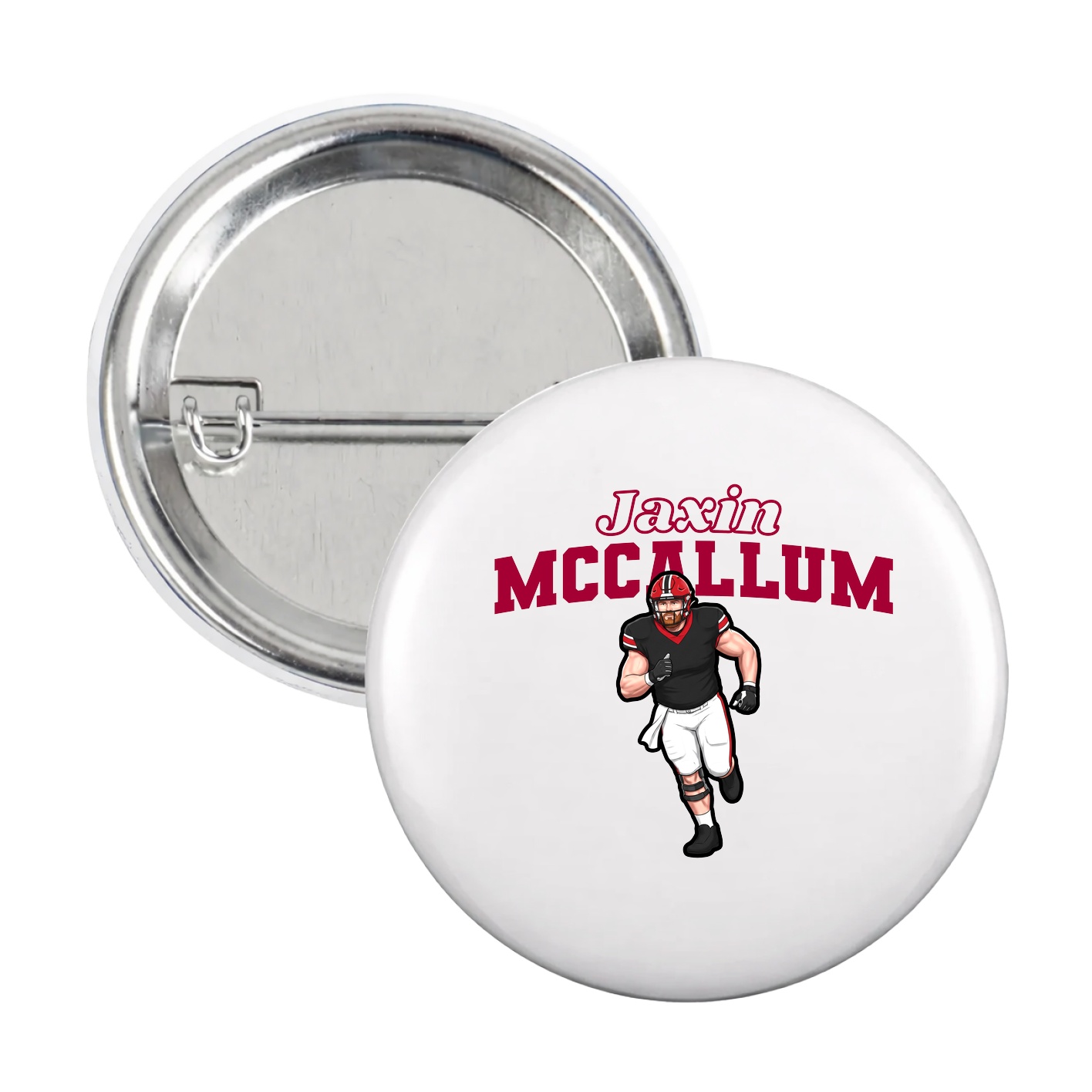 Game Day Button — Name Arch in White