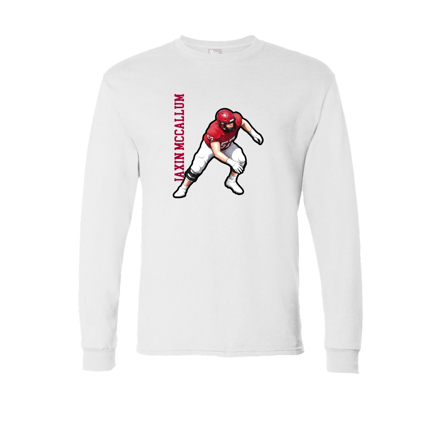 Long Sleeve Tee — Name Vertical in White