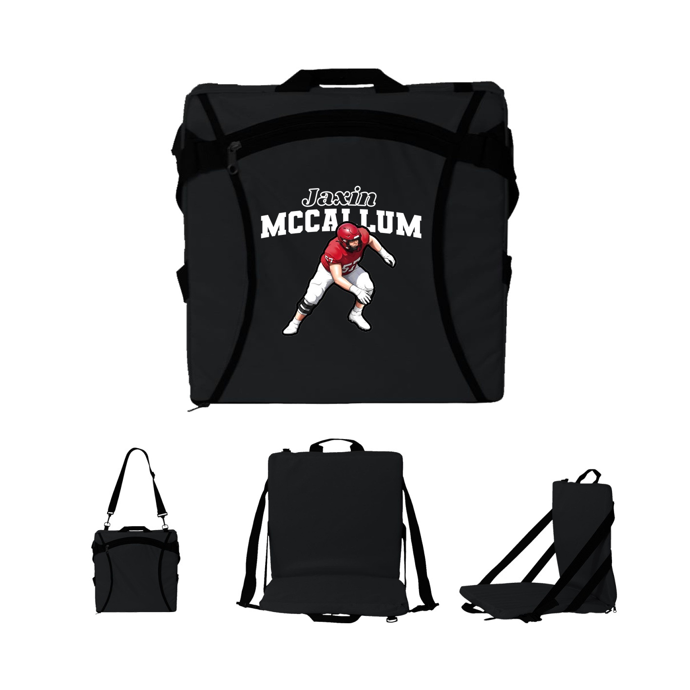 Folding Stadium Seat — Name Arch in Black