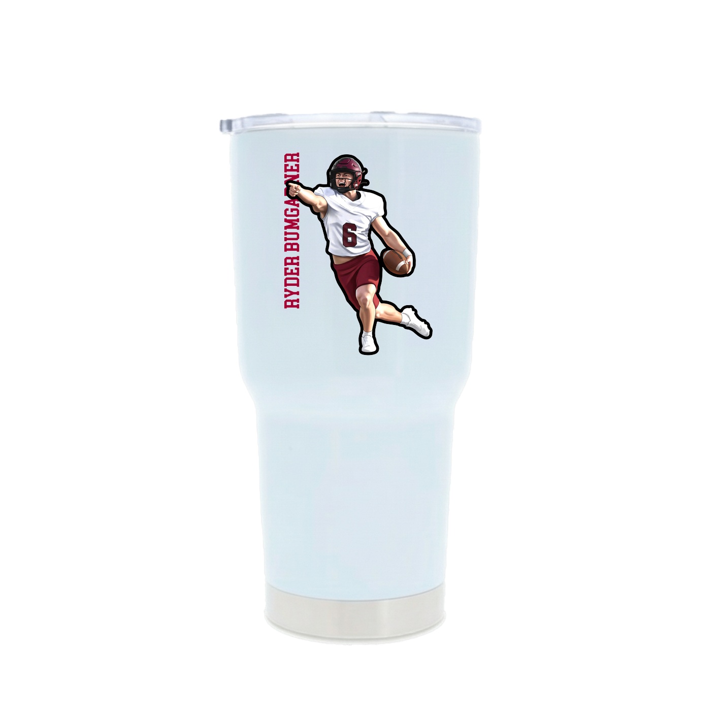 30oz Stainless Steel Tumbler — Name Vertical in White