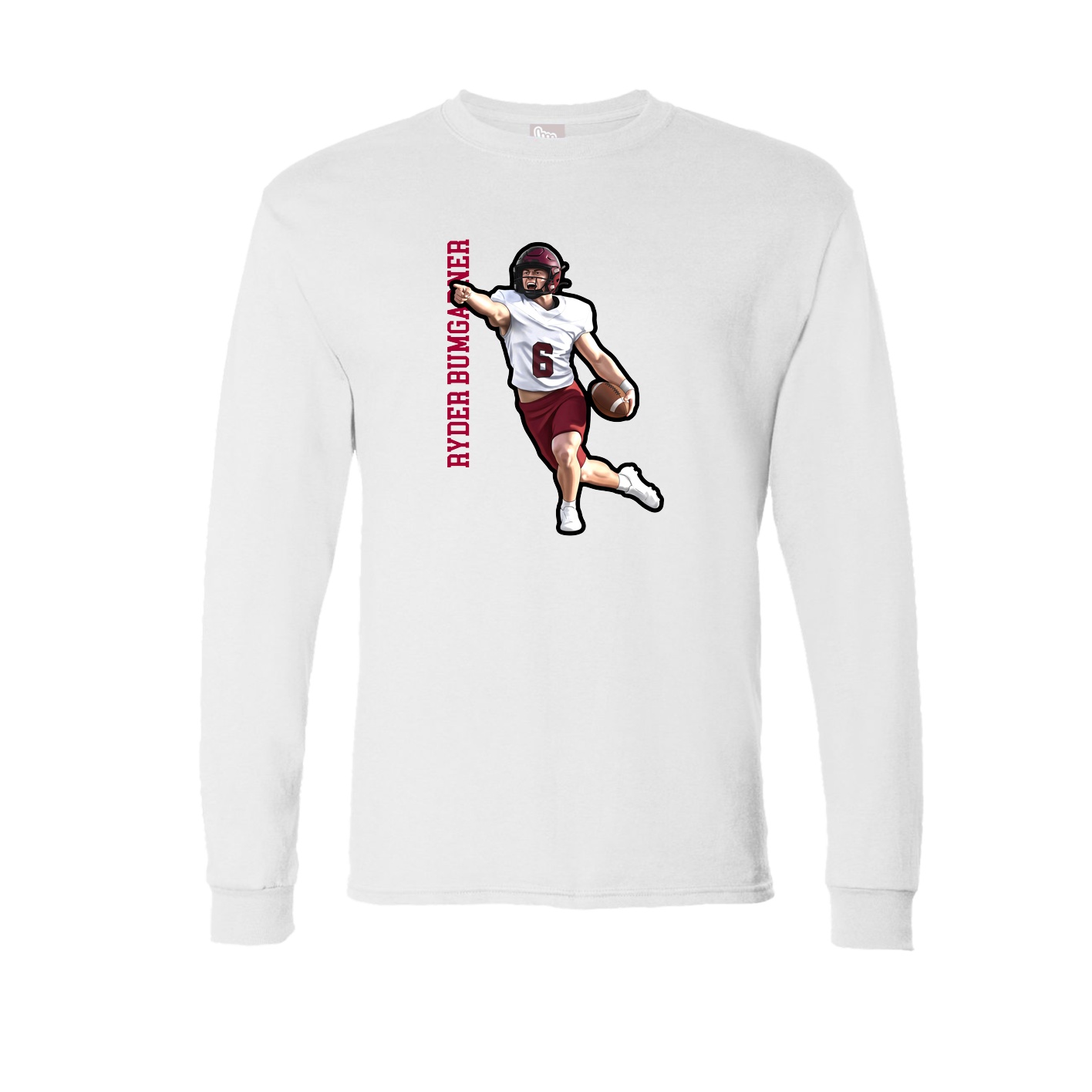 Long Sleeve Tee — Name Vertical in White