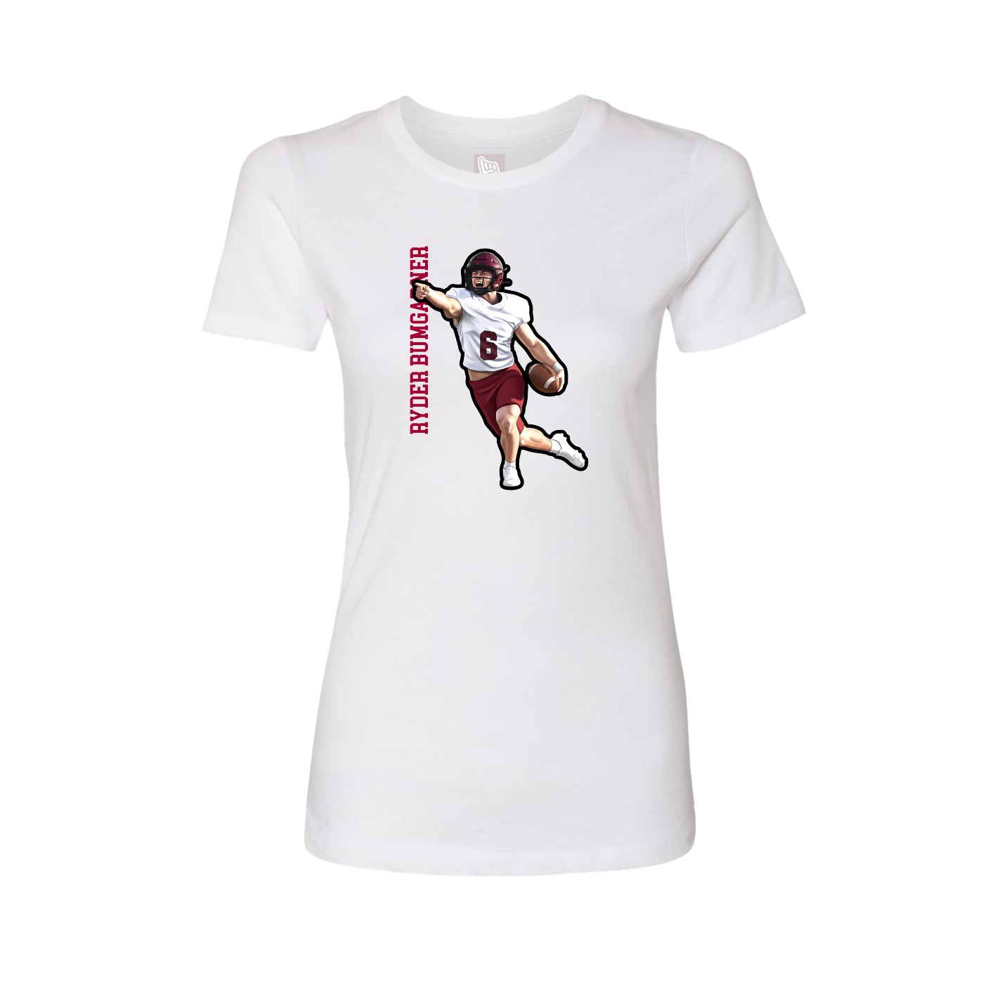 Fitted Women's Tee — Name Vertical in White