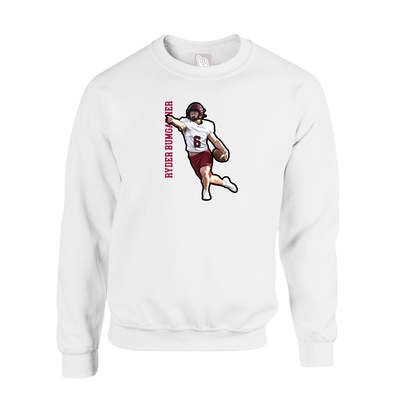 Fleece Crew — Name Vertical in White
