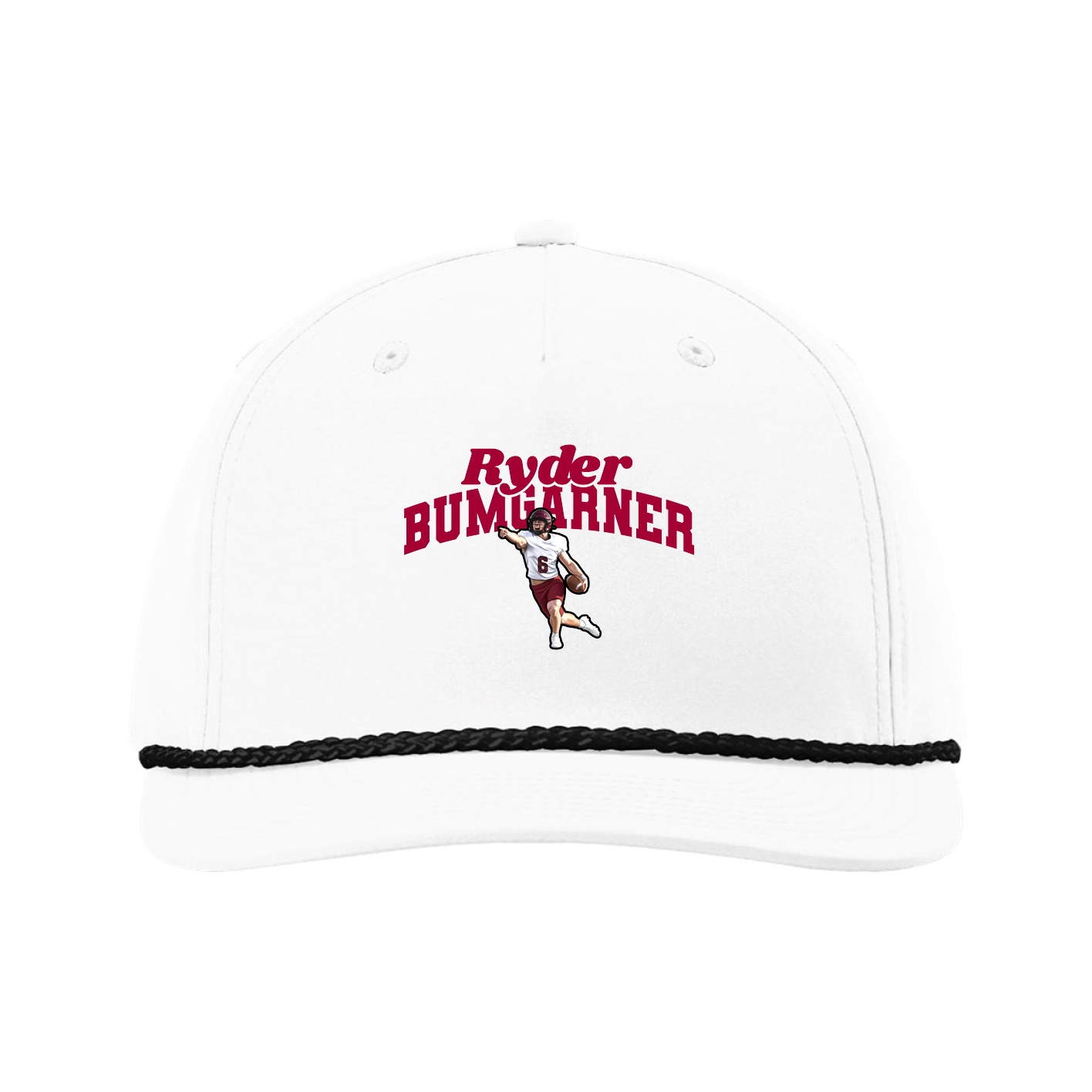 Five-Panel Classic Rope Cap — Signature Arch in White