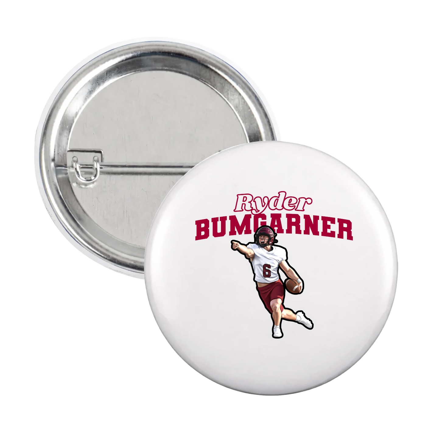 Game Day Button — Name Arch in White
