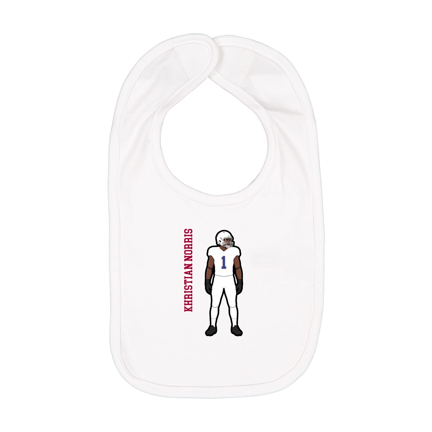 Infant Bib — Name Vertical in White