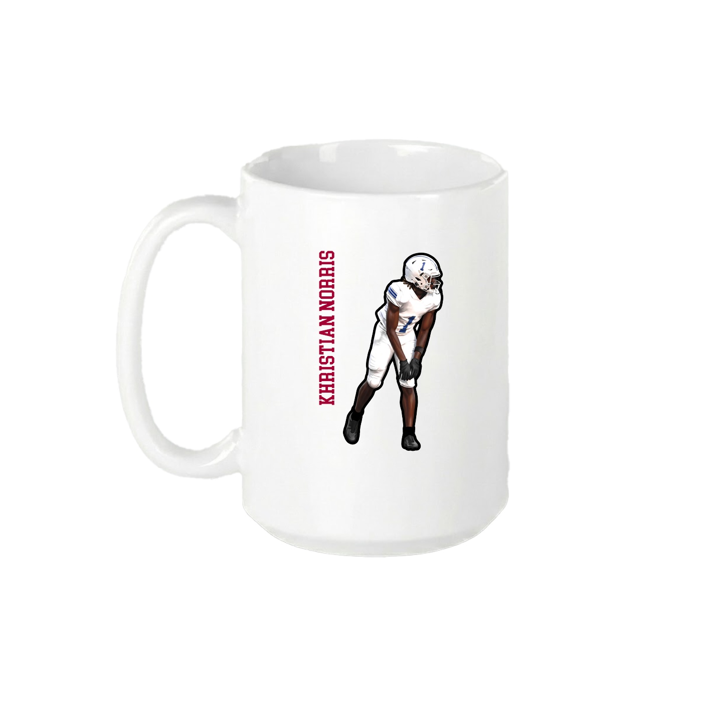 15oz Coffee Mug — Name Vertical in White