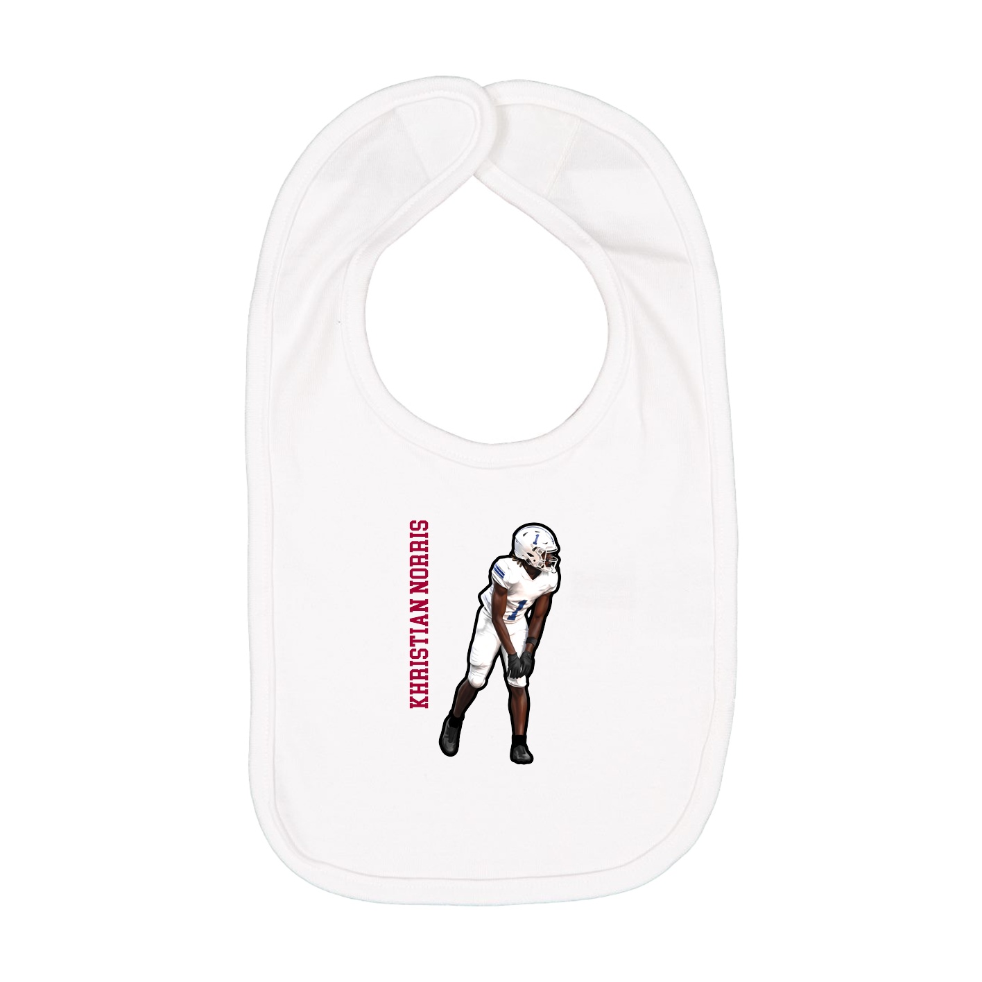 Infant Bib — Name Vertical in White