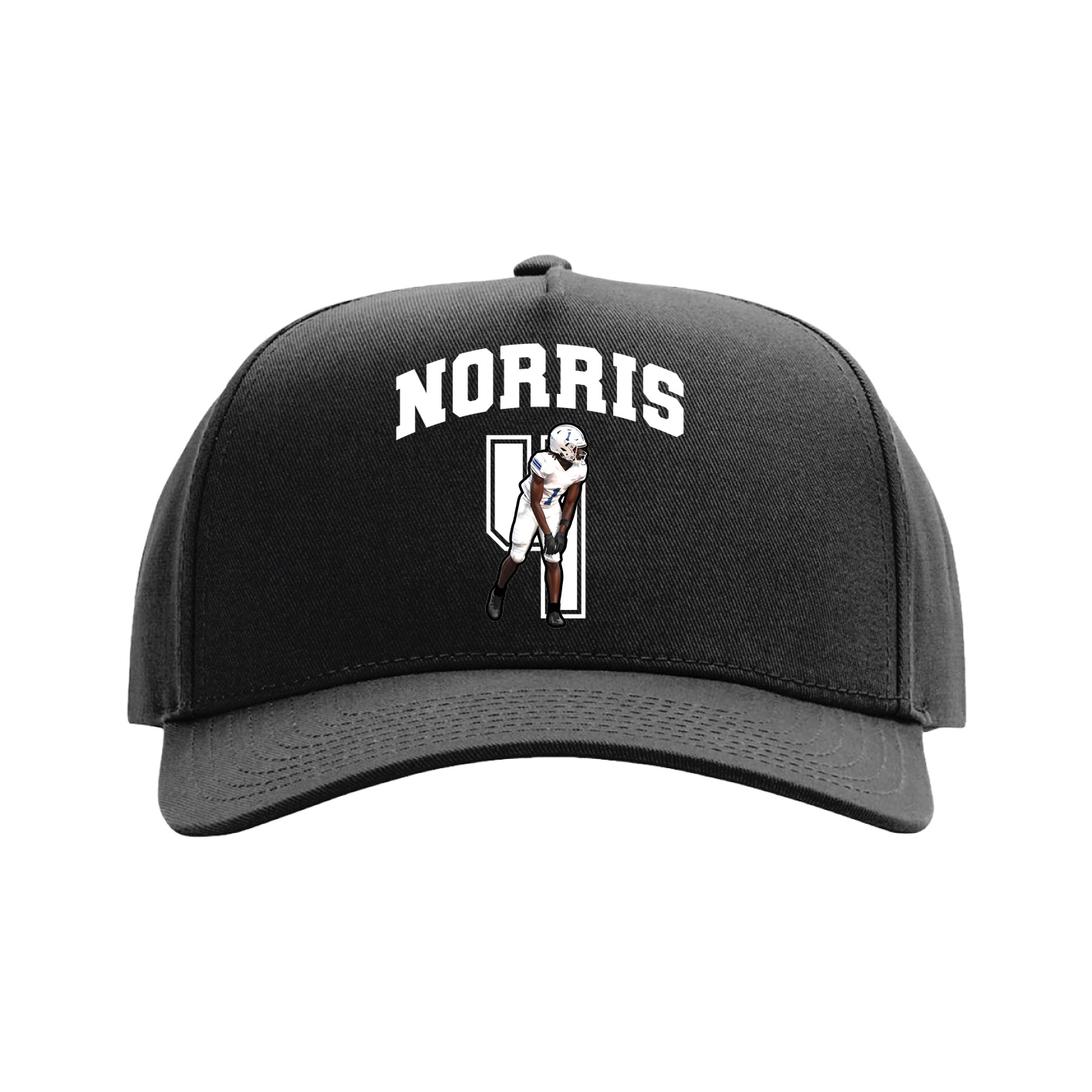 Full Fabric Five-Panel Champ Cap — Number in Black