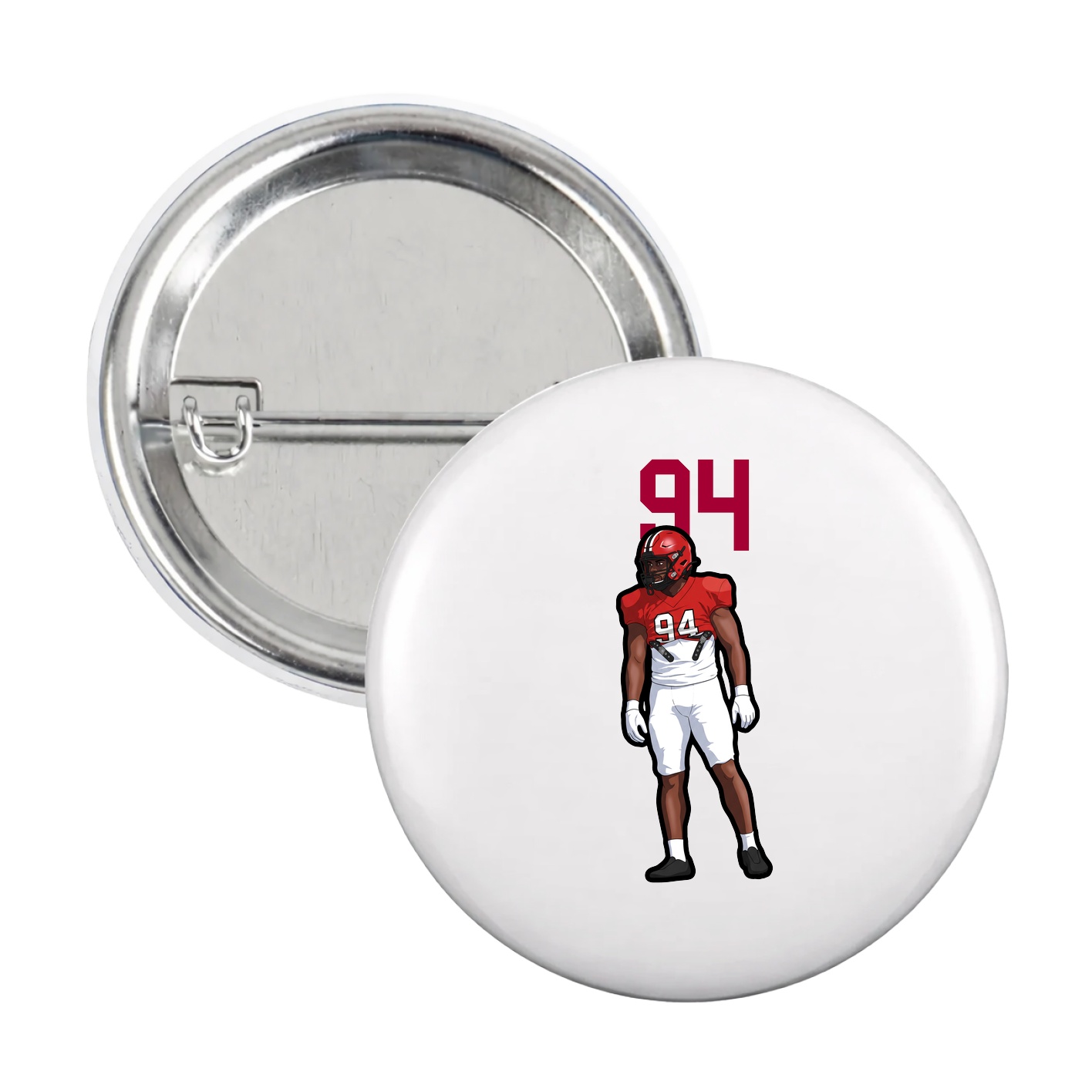 Game Day Button — Number Top in White