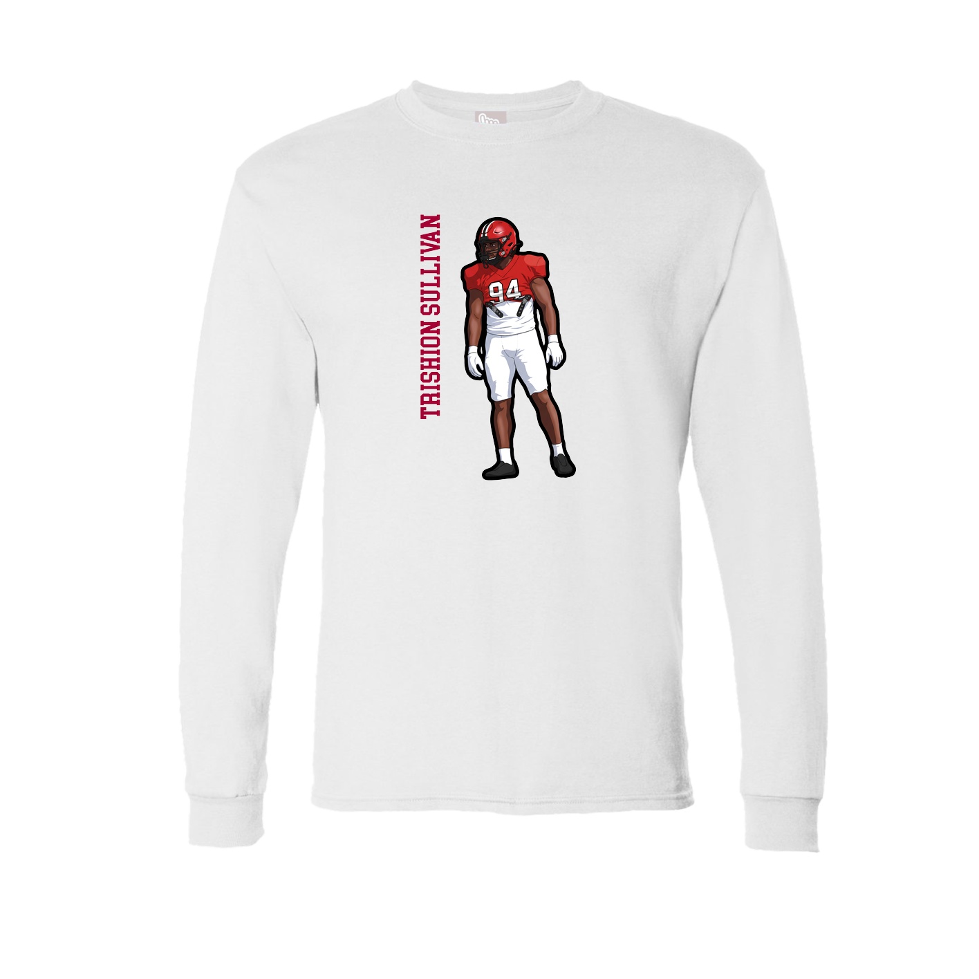 Long Sleeve Tee — Name Vertical in White