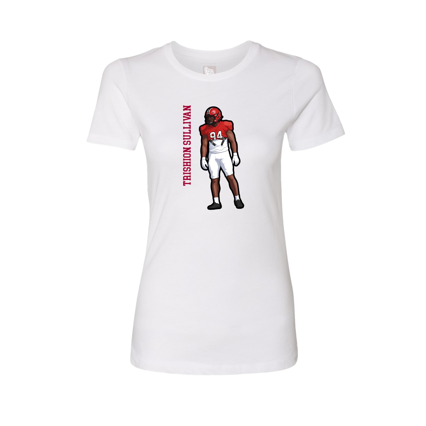 Fitted Women's Tee — Name Vertical in White