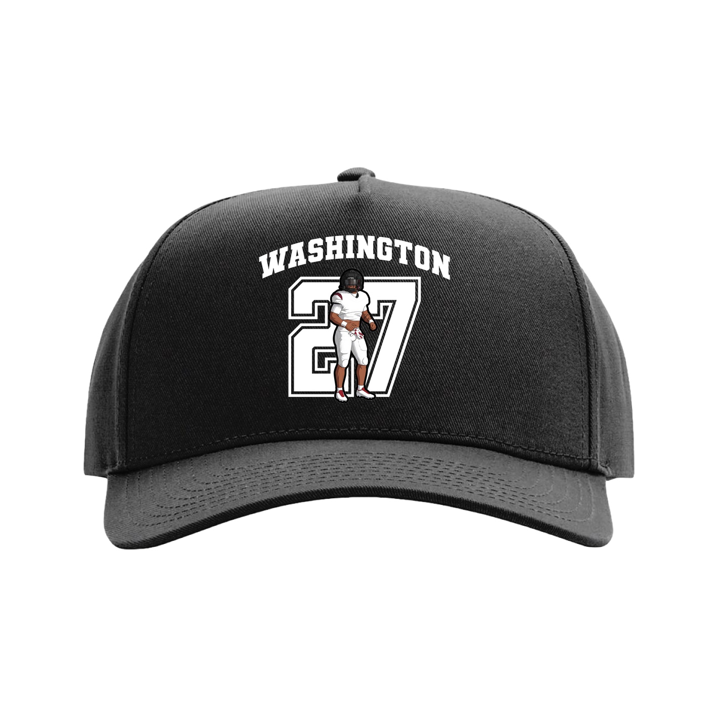 Full Fabric Five-Panel Champ Cap — Number in Black