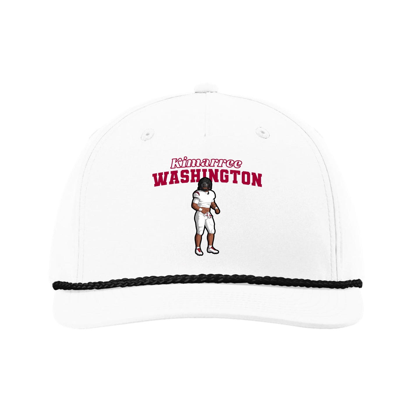 Five-Panel Classic Rope Cap — Name Arch in White
