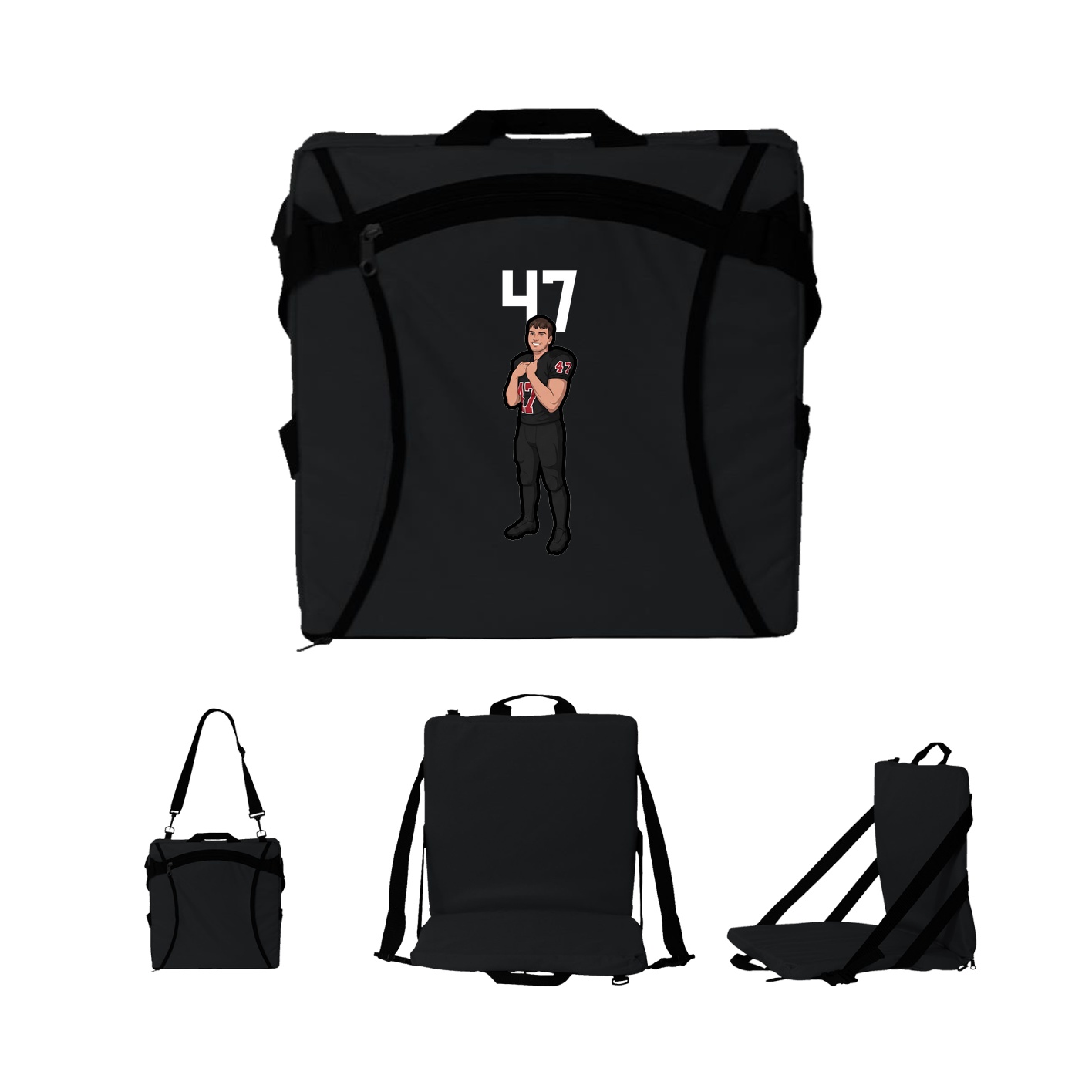 Folding Stadium Seat — Number Top in Black