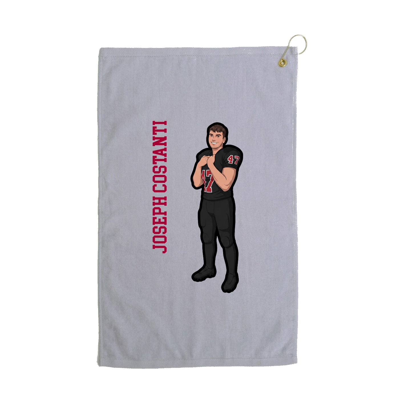 Golf Towel — Name Vertical in Grey