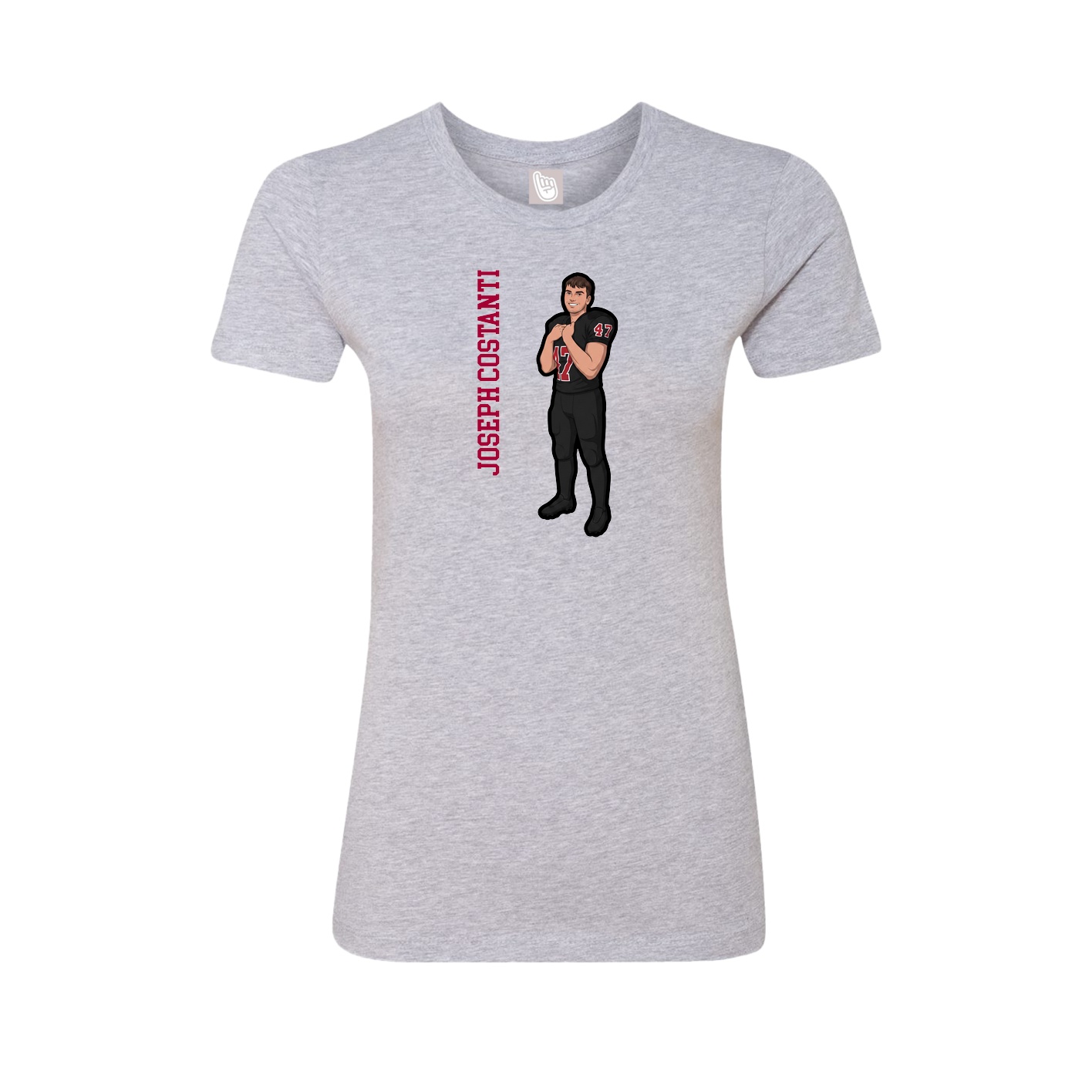 Fitted Women's Tee — Name Vertical in Grey