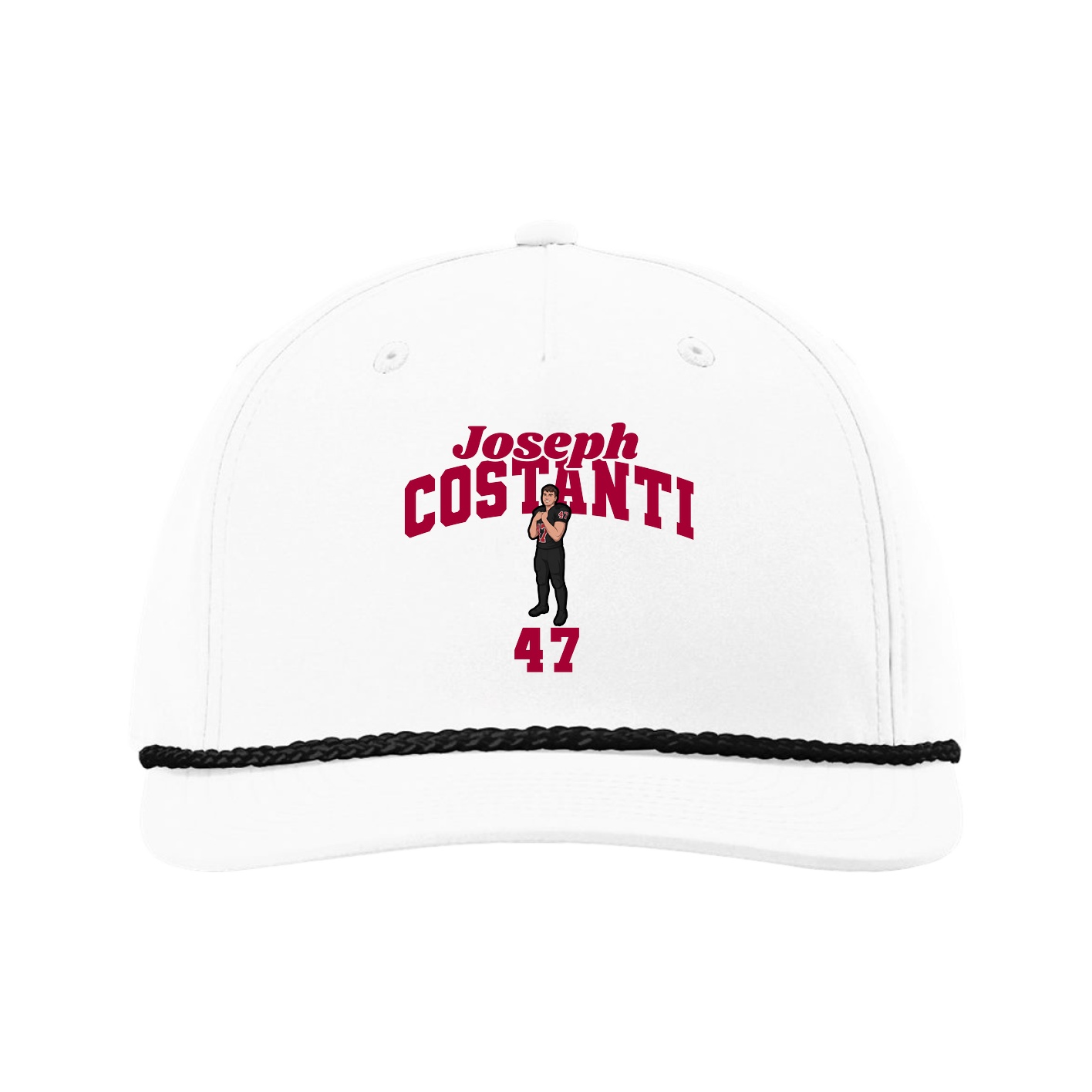 Five-Panel Classic Rope Cap — Signature Arch in White