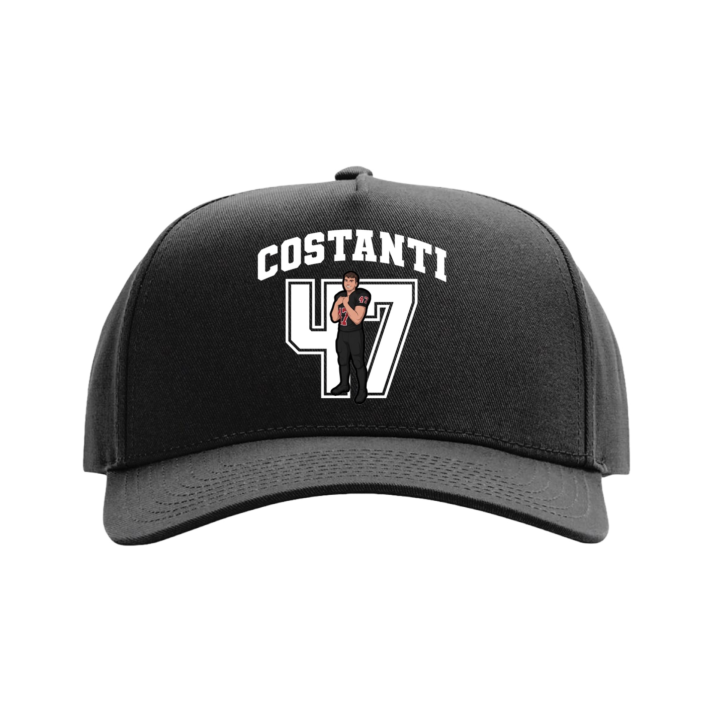 Full Fabric Five-Panel Champ Cap — Number in Black