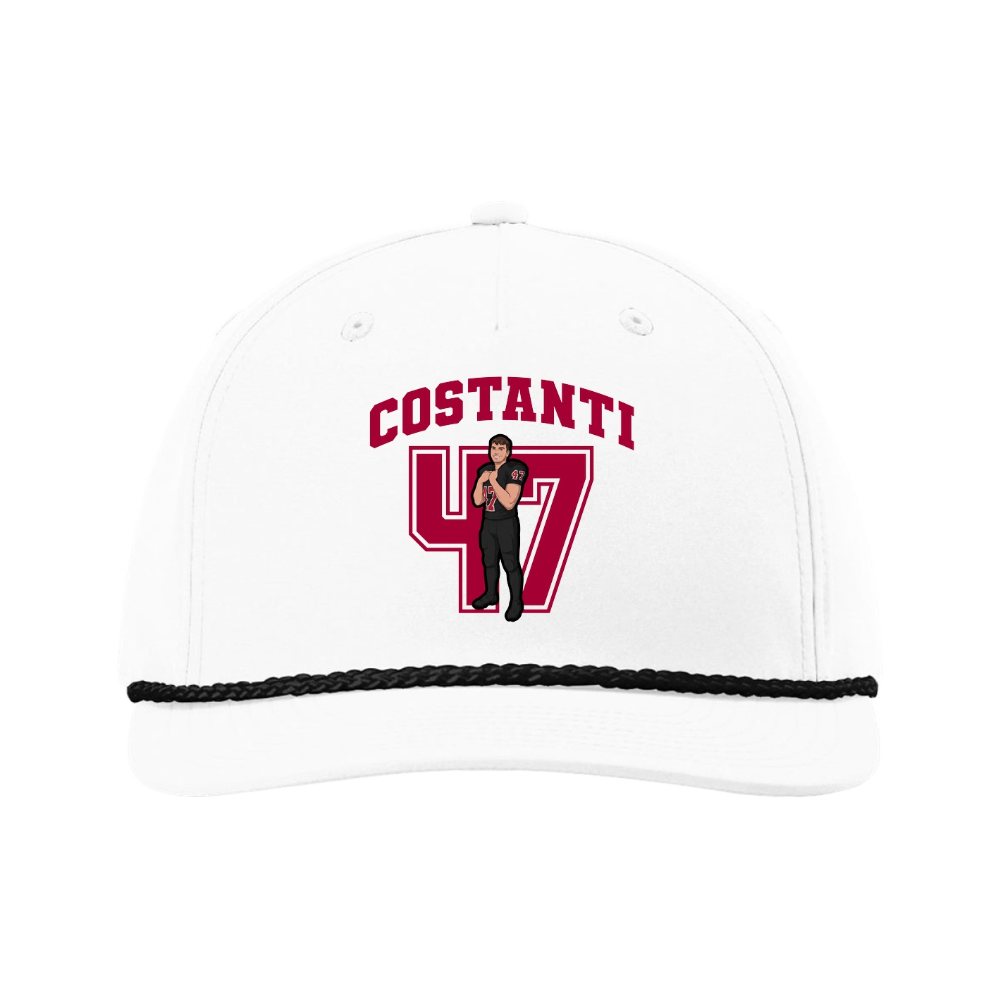 Five-Panel Classic Rope Cap — Number in White