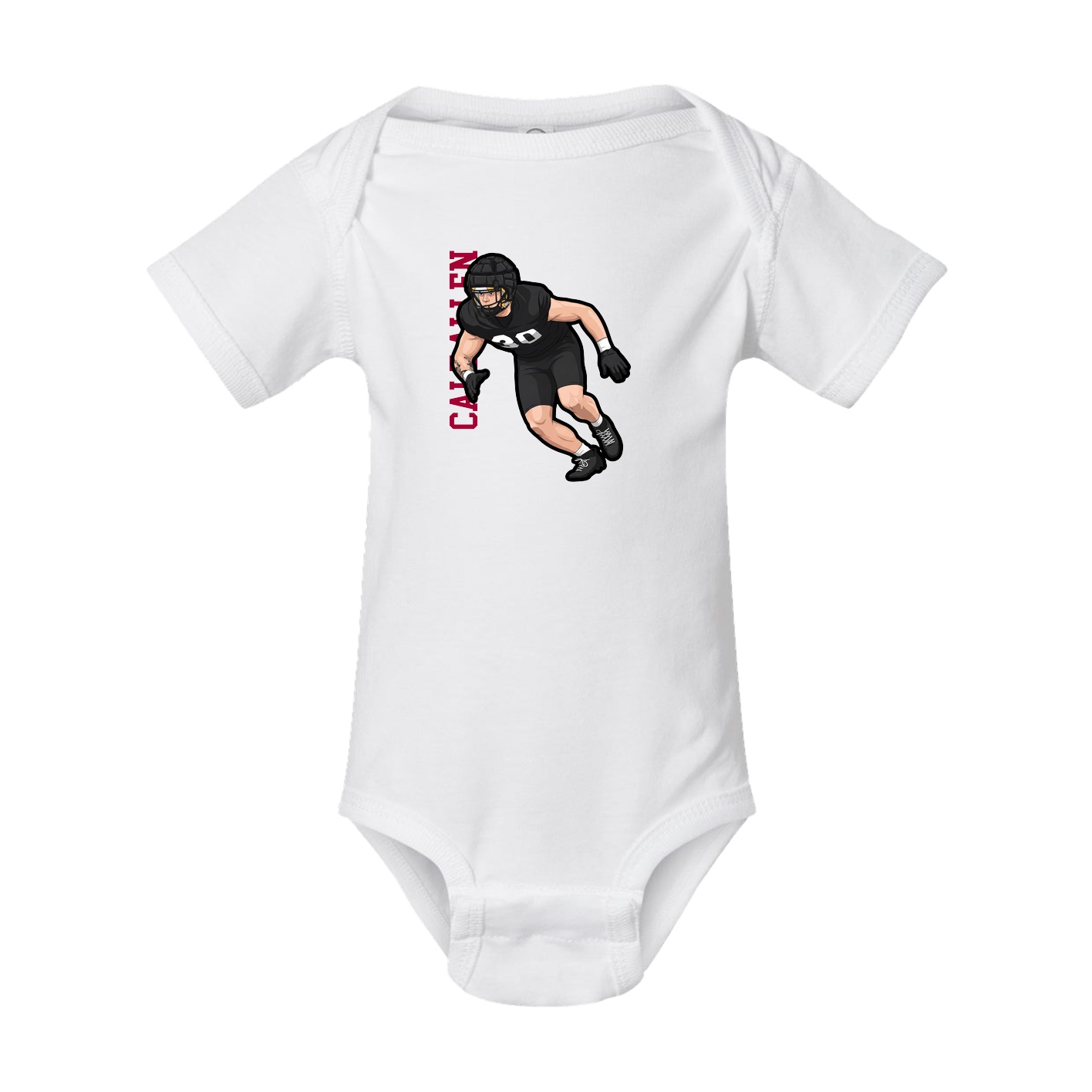 Baby Onesie — Name Vertical in White