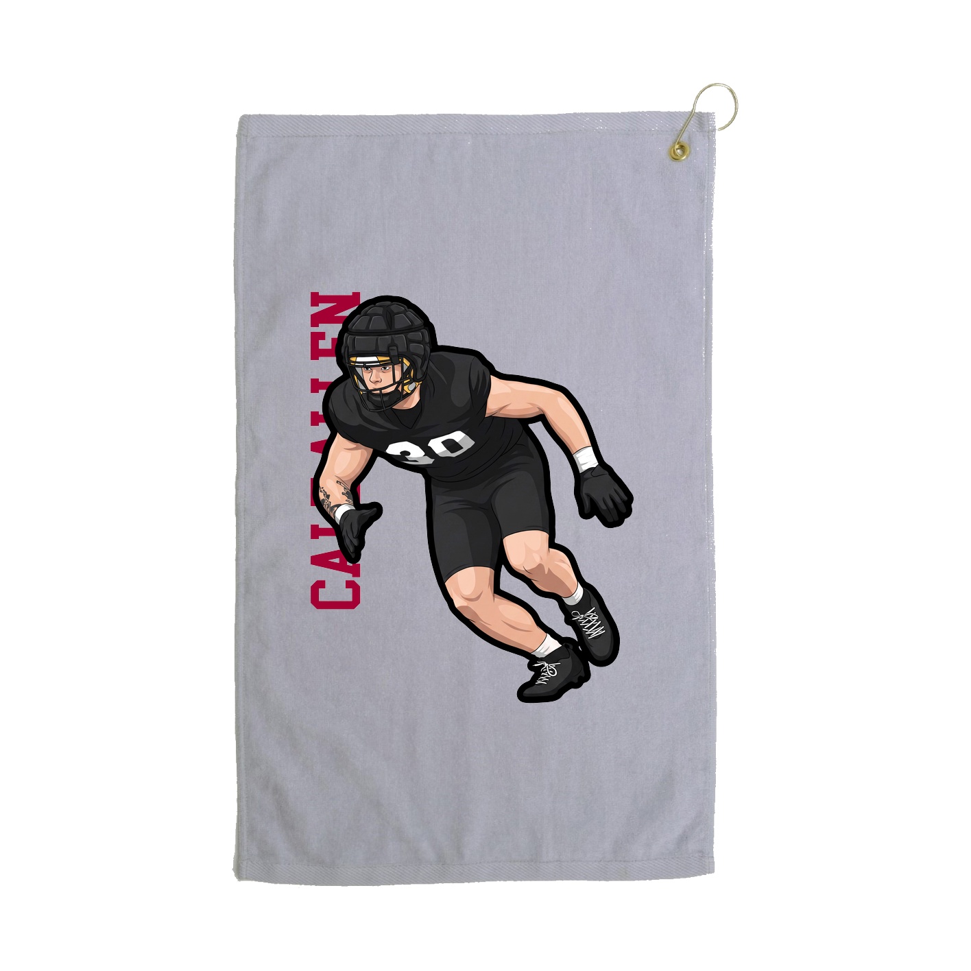 Golf Towel — Name Vertical in Grey