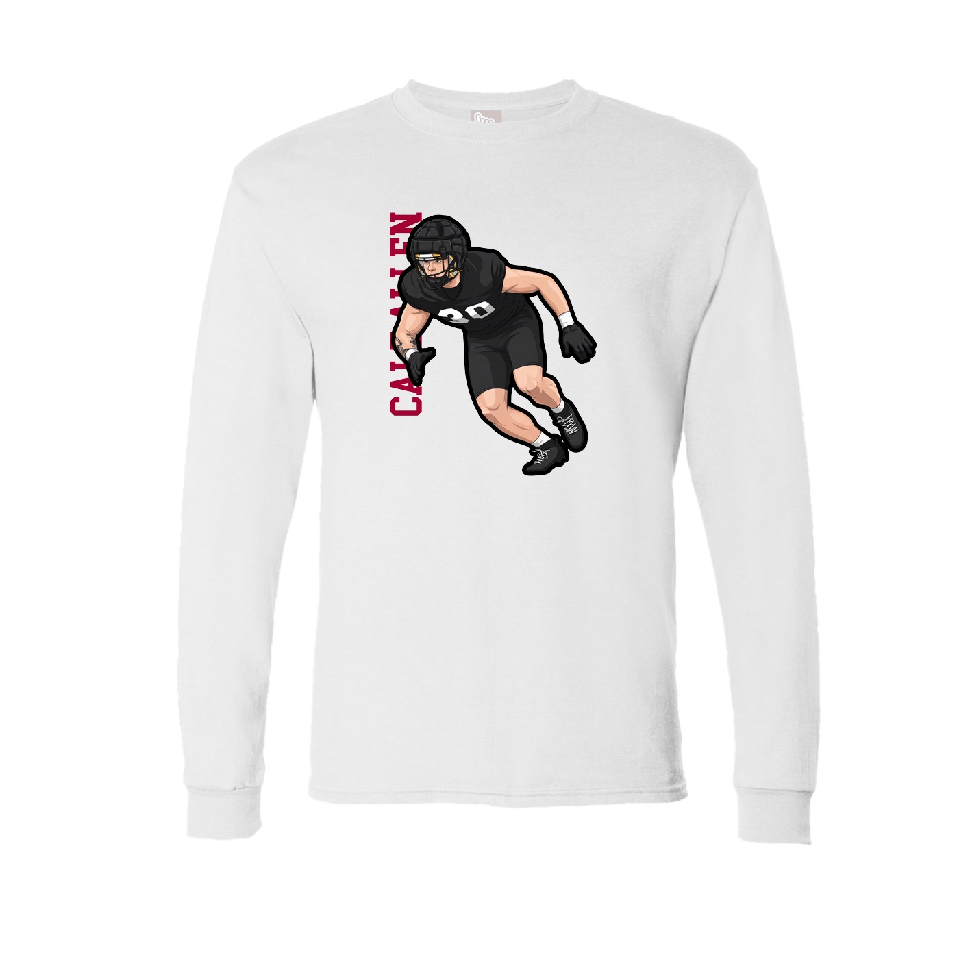 Long Sleeve Tee — Name Vertical in White
