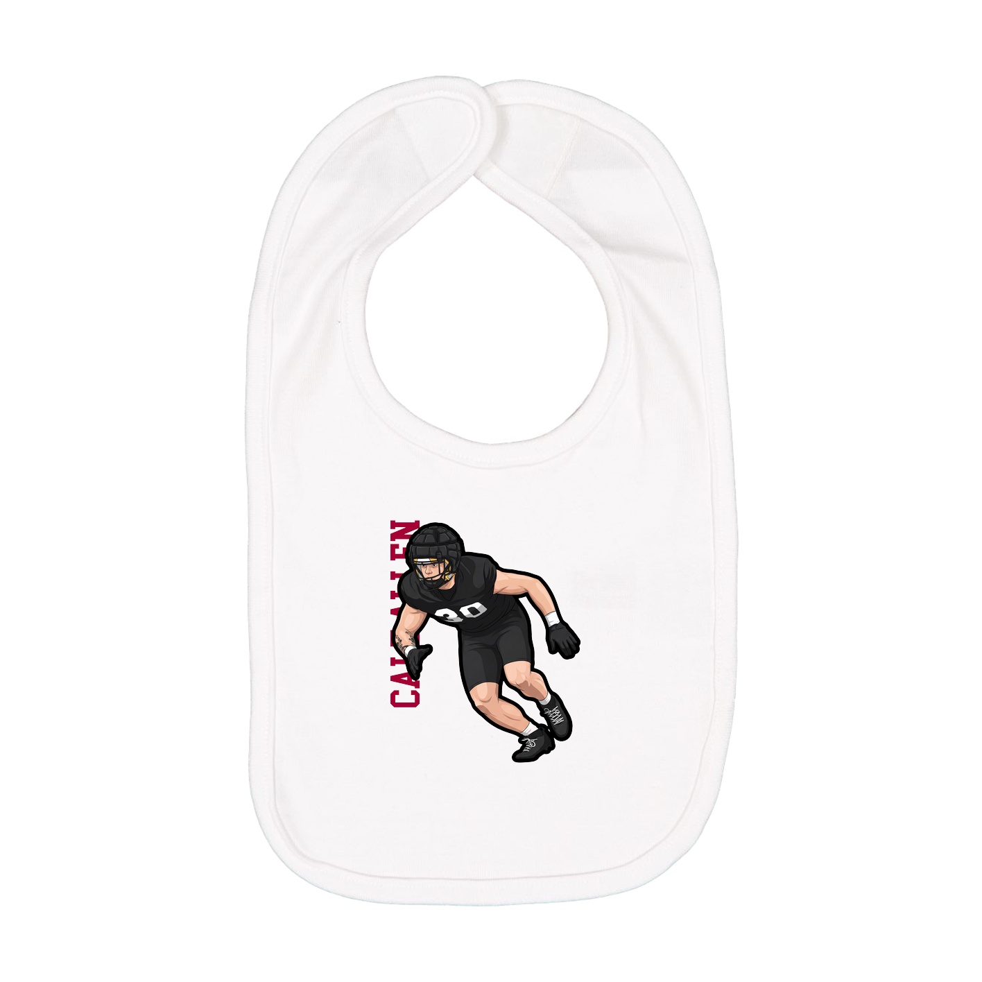 Infant Bib — Name Vertical in White
