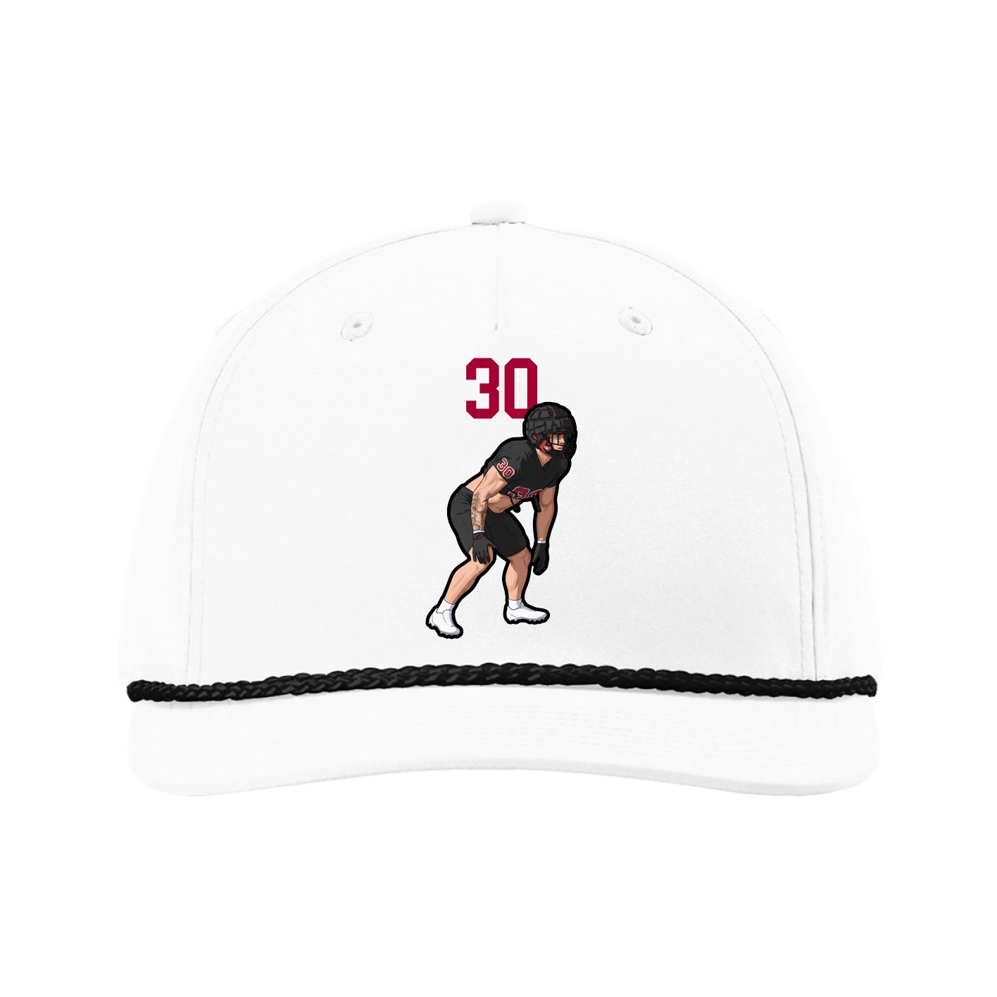 Five-Panel Classic Rope Cap — Number Top in White