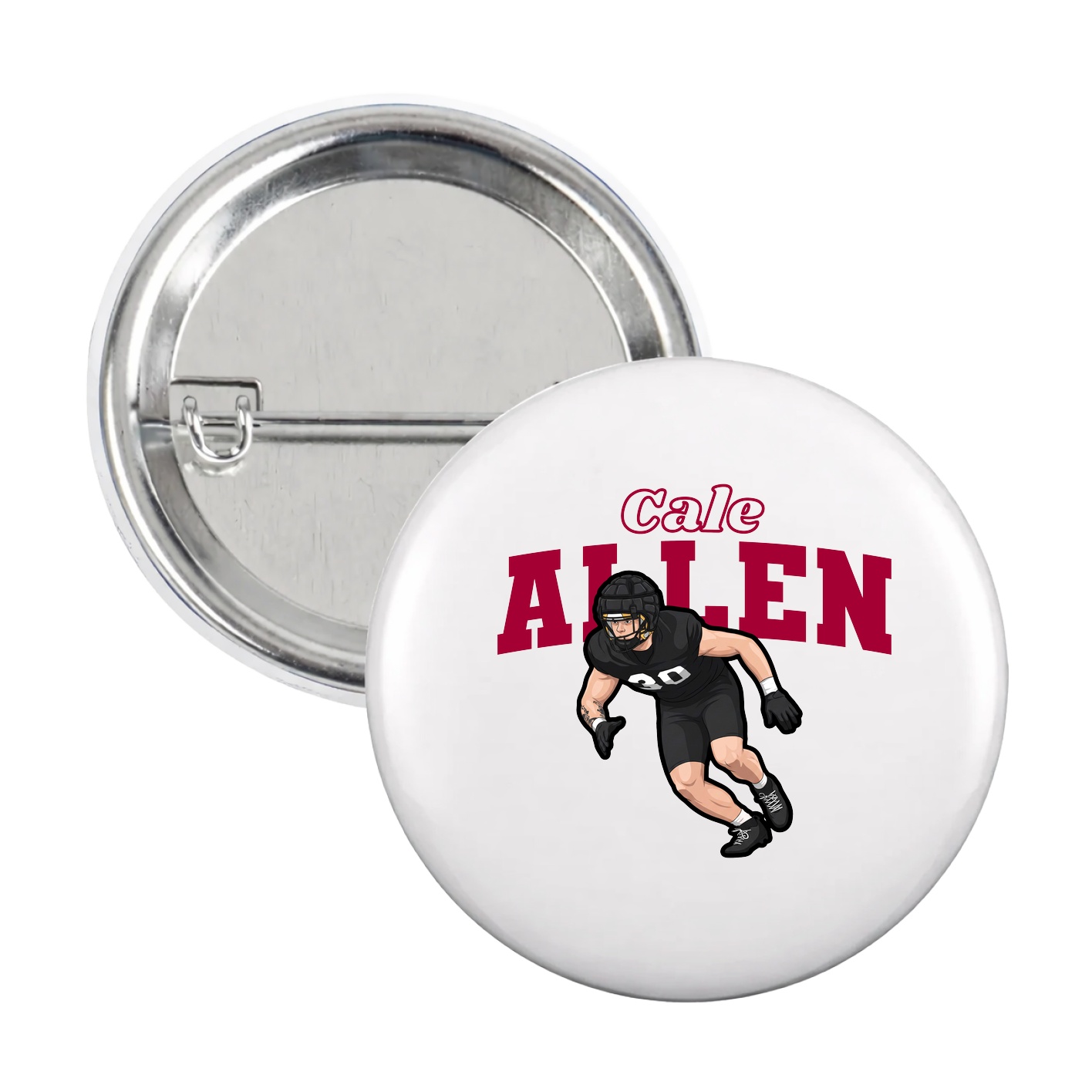 Game Day Button — Name Arch in White