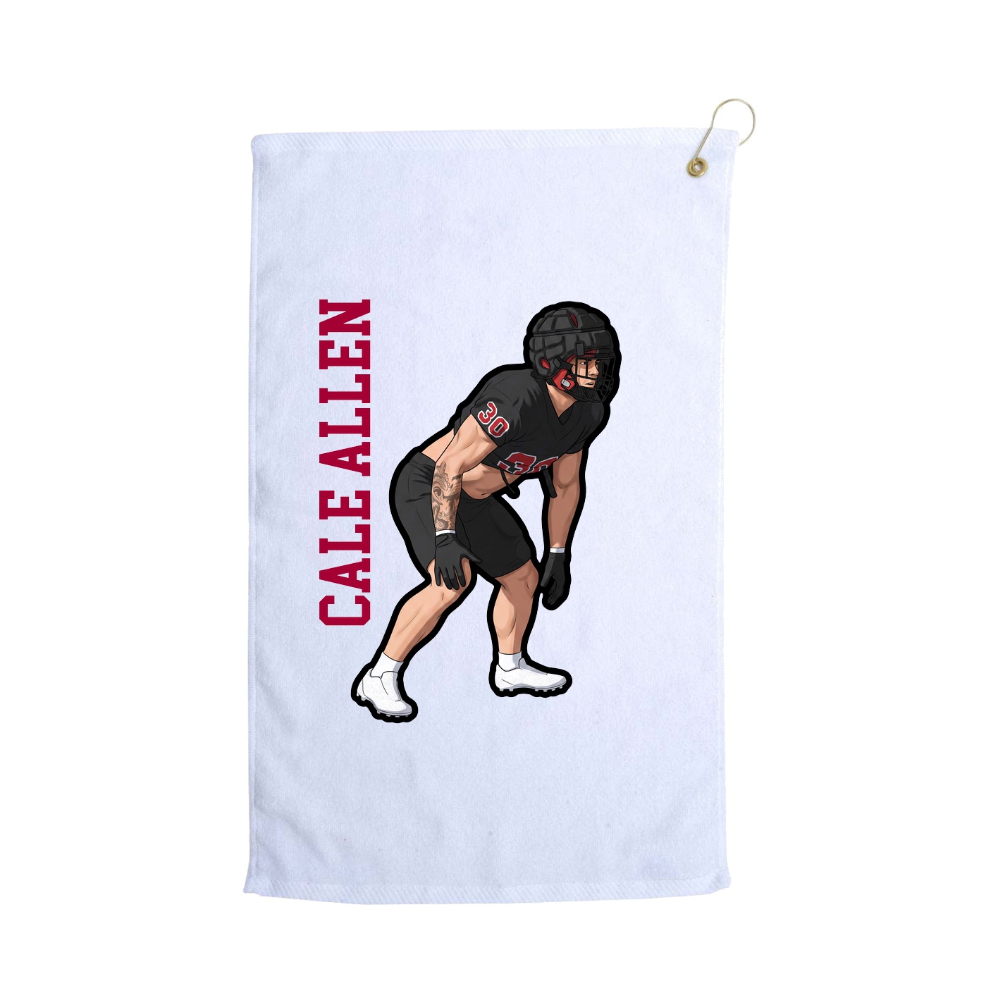 Golf Towel — Name Vertical in White
