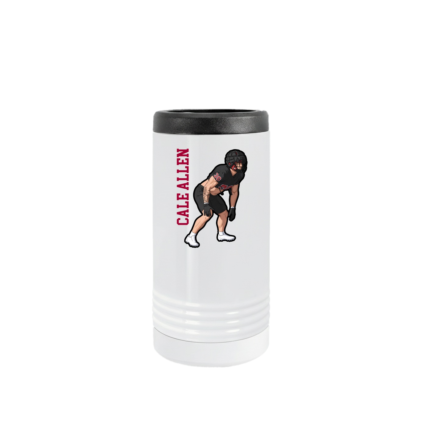 Slim Beverage Holder — Name Vertical in White