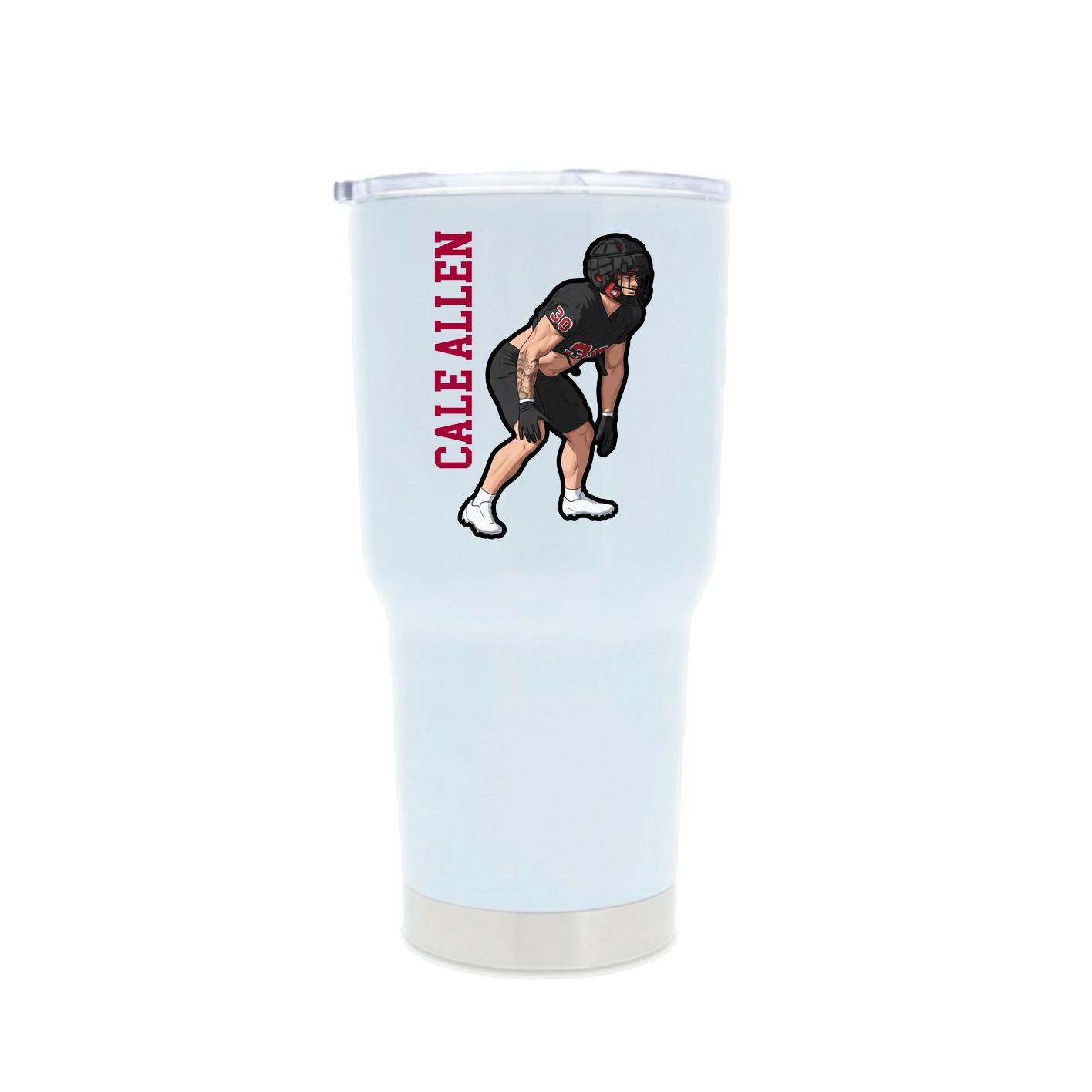30oz Stainless Steel Tumbler — Name Vertical in White