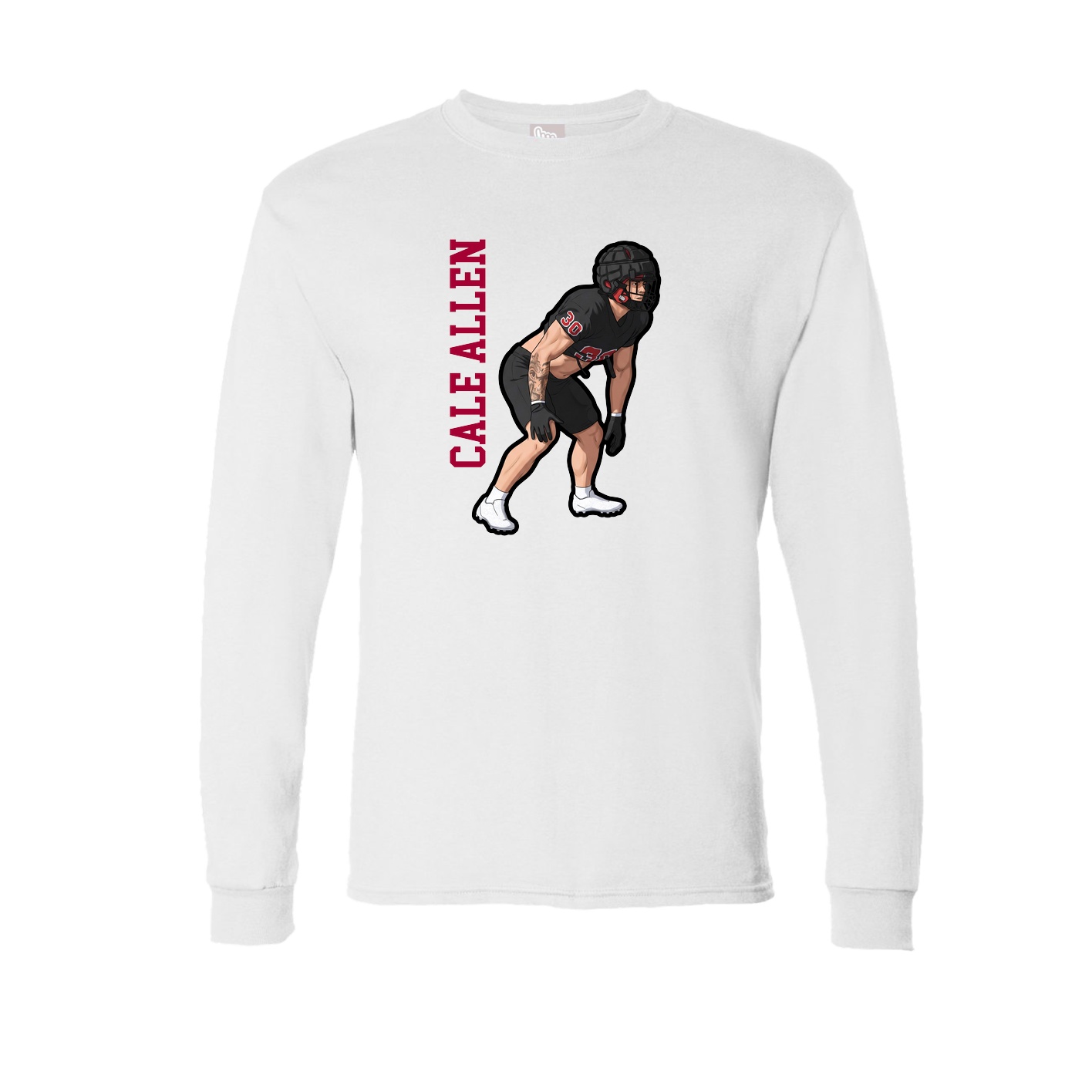 Long Sleeve Tee — Name Vertical in White