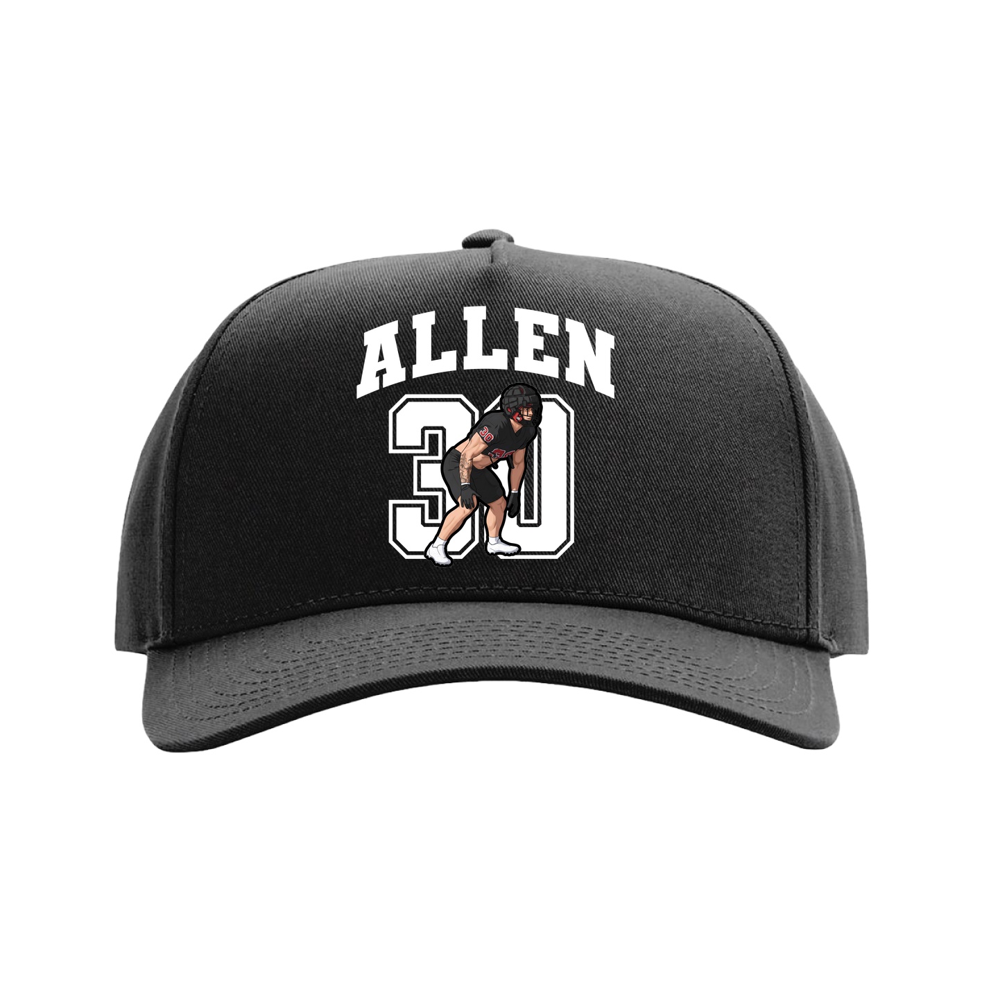 Full Fabric Five-Panel Champ Cap — Number in Black