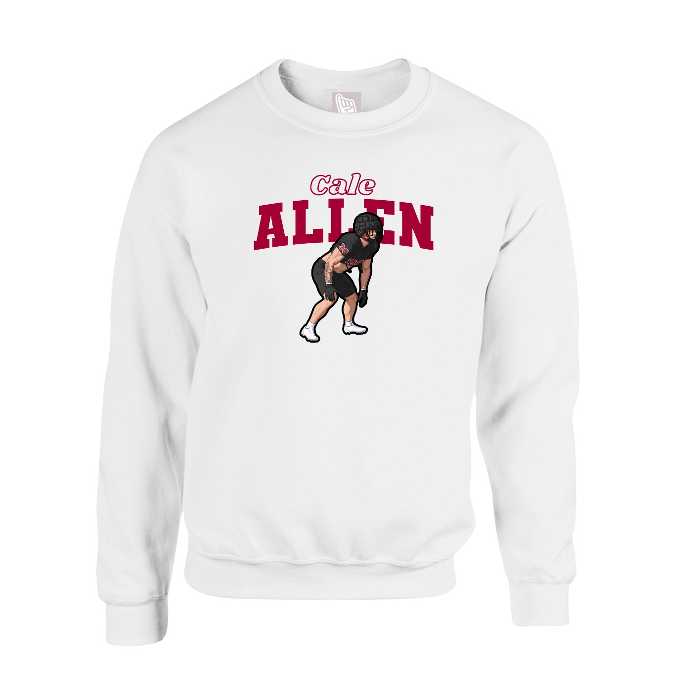 Fleece Crew — Name Arch in White