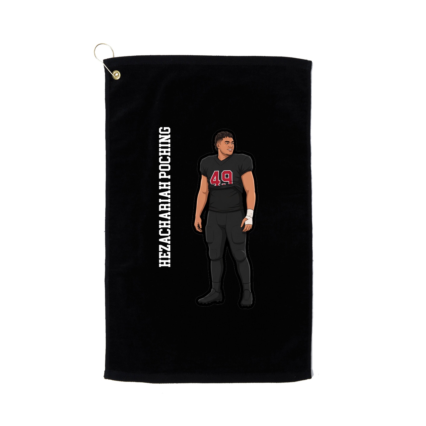 Golf Towel — Name Vertical in Black