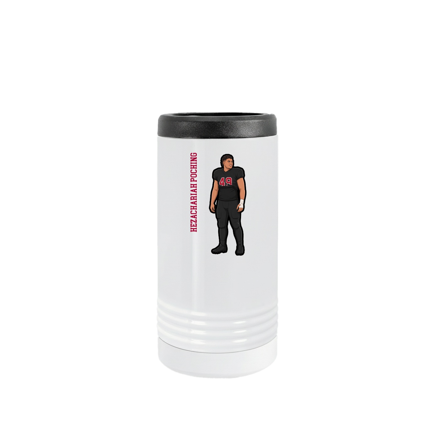 Slim Beverage Holder — Name Vertical in White