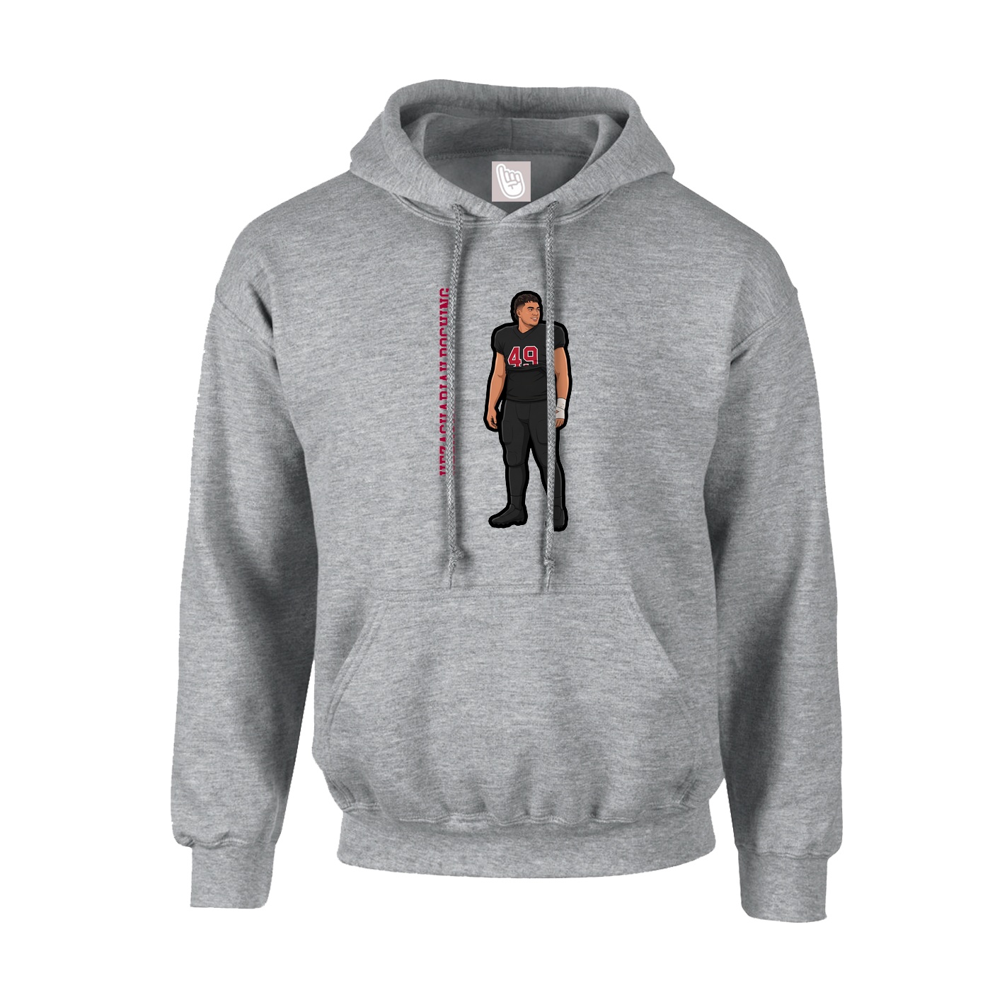 Hoodie — Name Vertical in Grey