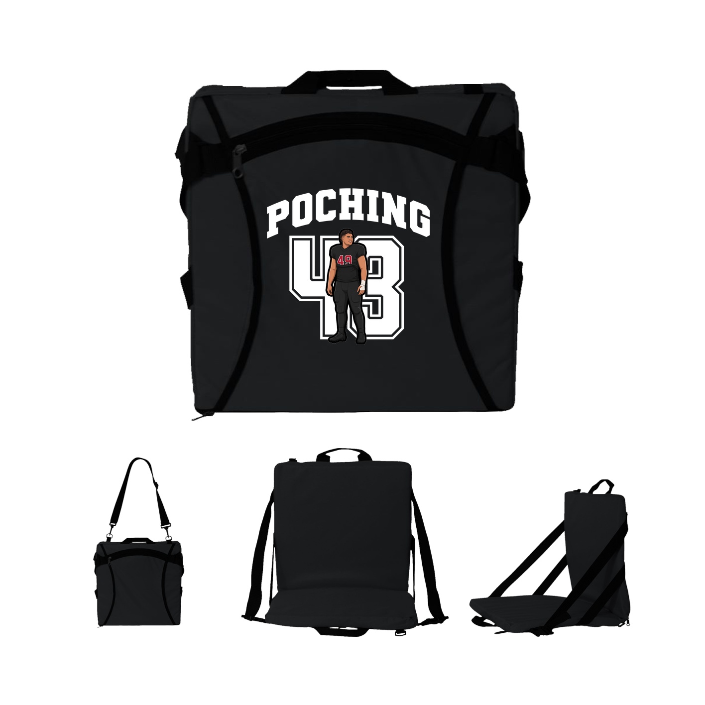 Folding Stadium Seat — Number in Black