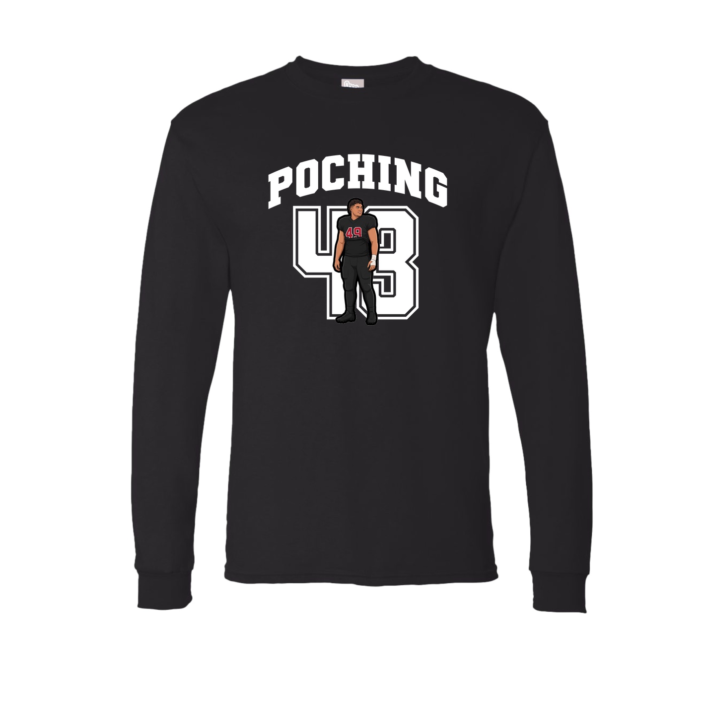Long Sleeve Tee — Number in Black
