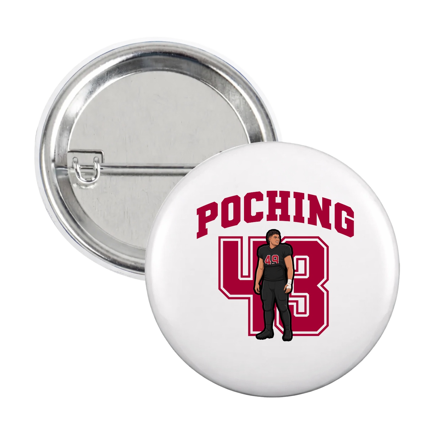 Game Day Button — Number in White