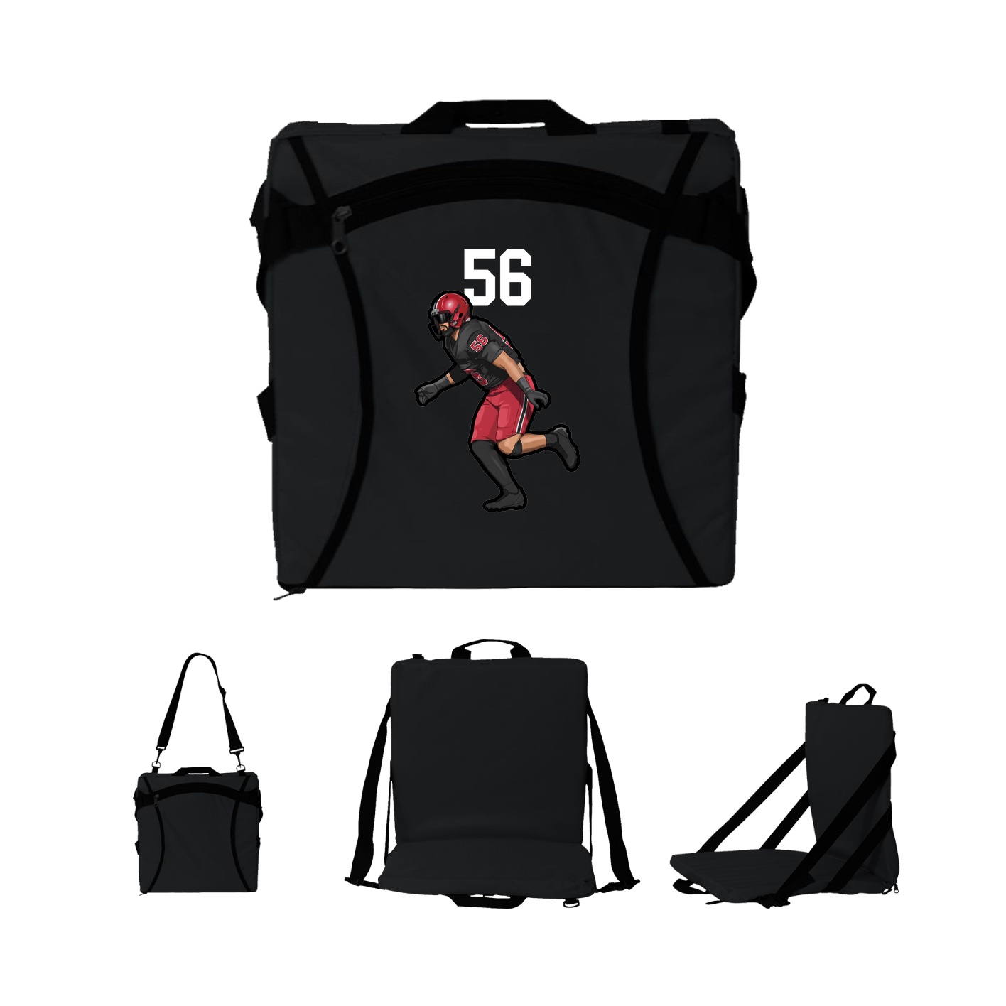 Folding Stadium Seat — Number Top in Black