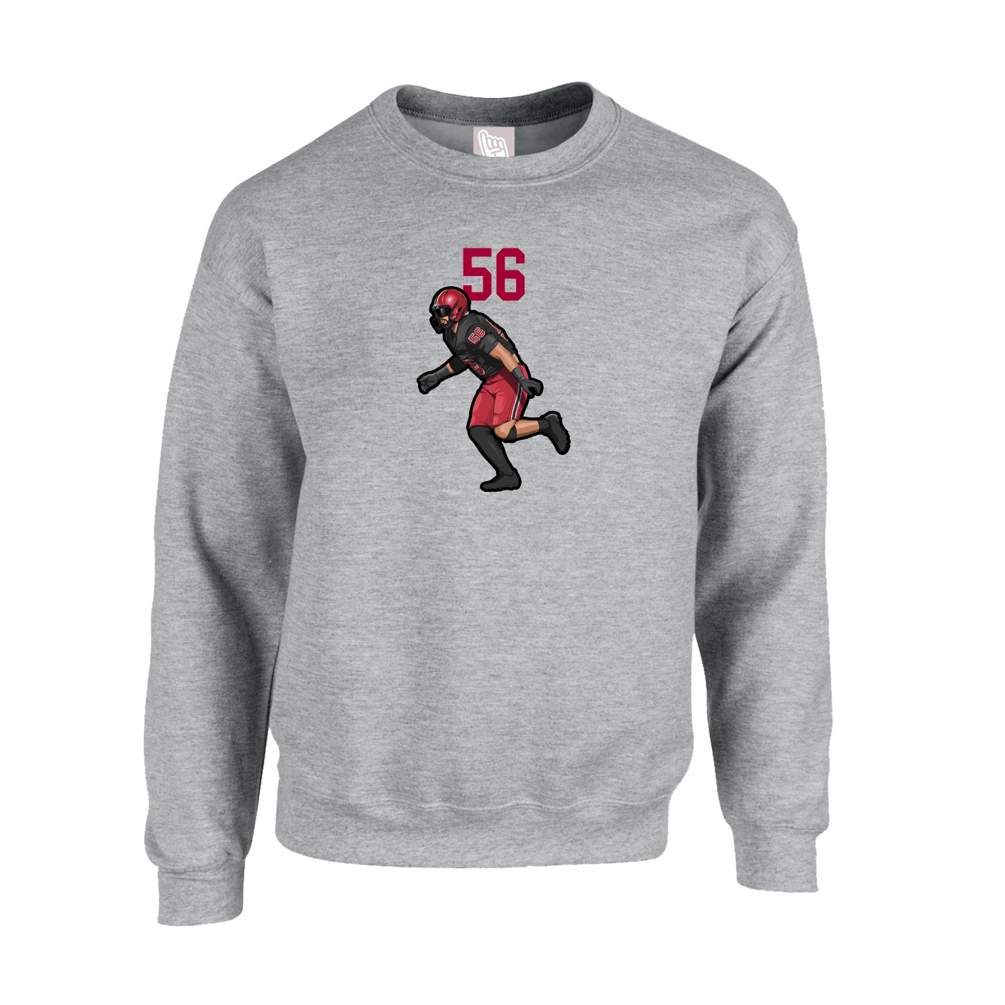 Fleece Crew — Number Top in Grey