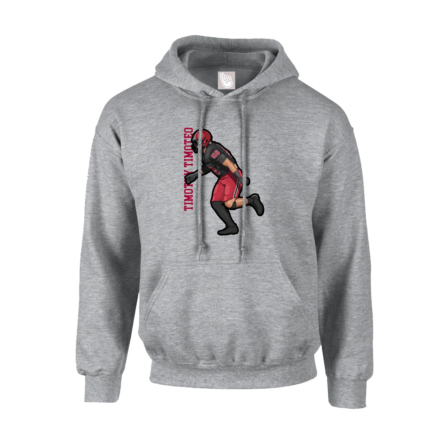 Youth Hoodie — Name Vertical in Grey