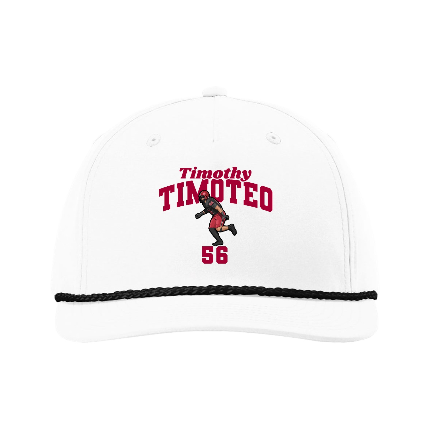 Five-Panel Classic Rope Cap — Signature Arch in White
